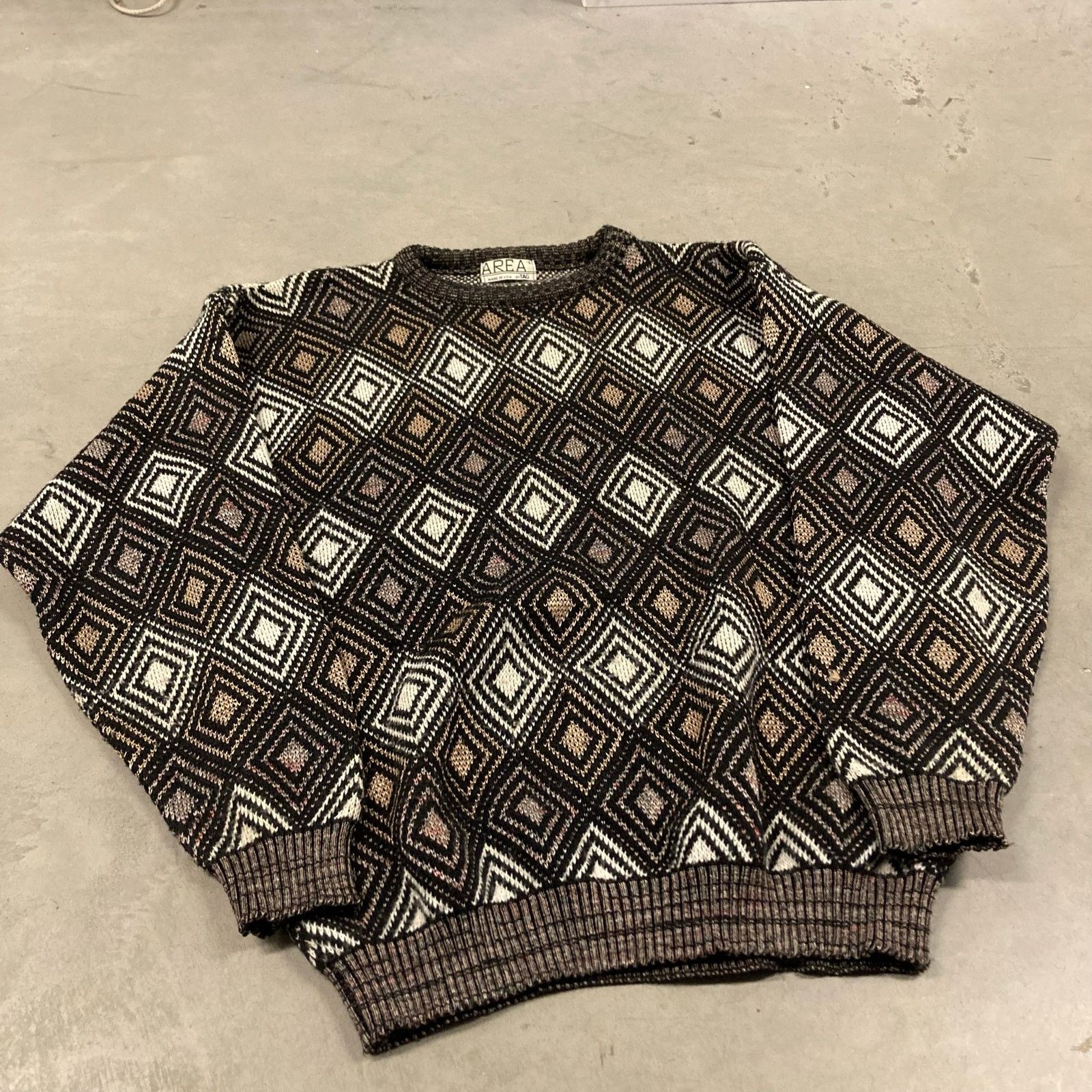 Vintage 90s patterned grandpa sweater Size US L / EU 52-54 / 3 - 1 Thumbnail