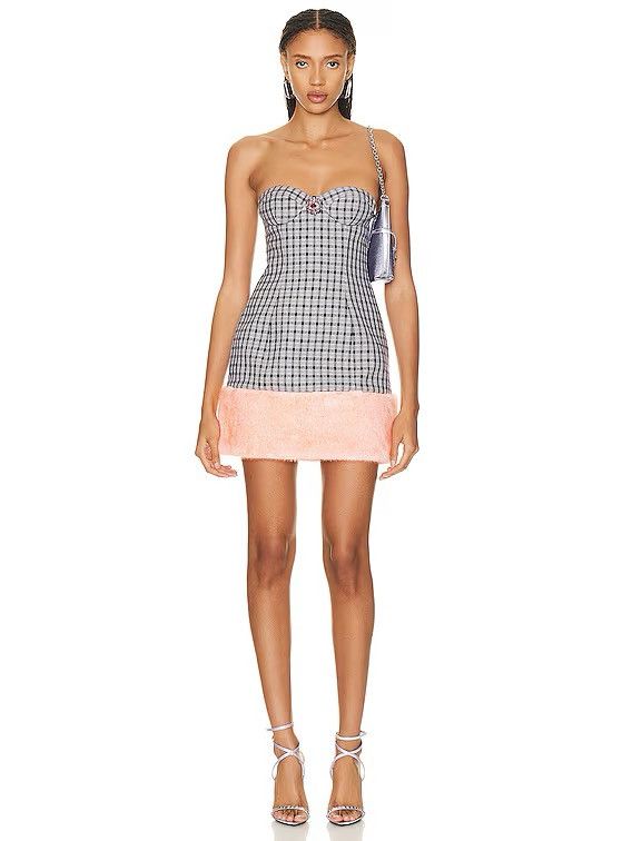 Area AREA Faux Fur Trim Strapless Mini Dress size US 8 Size M / US 6-8 / IT 42-44 - 1 Thumbnail