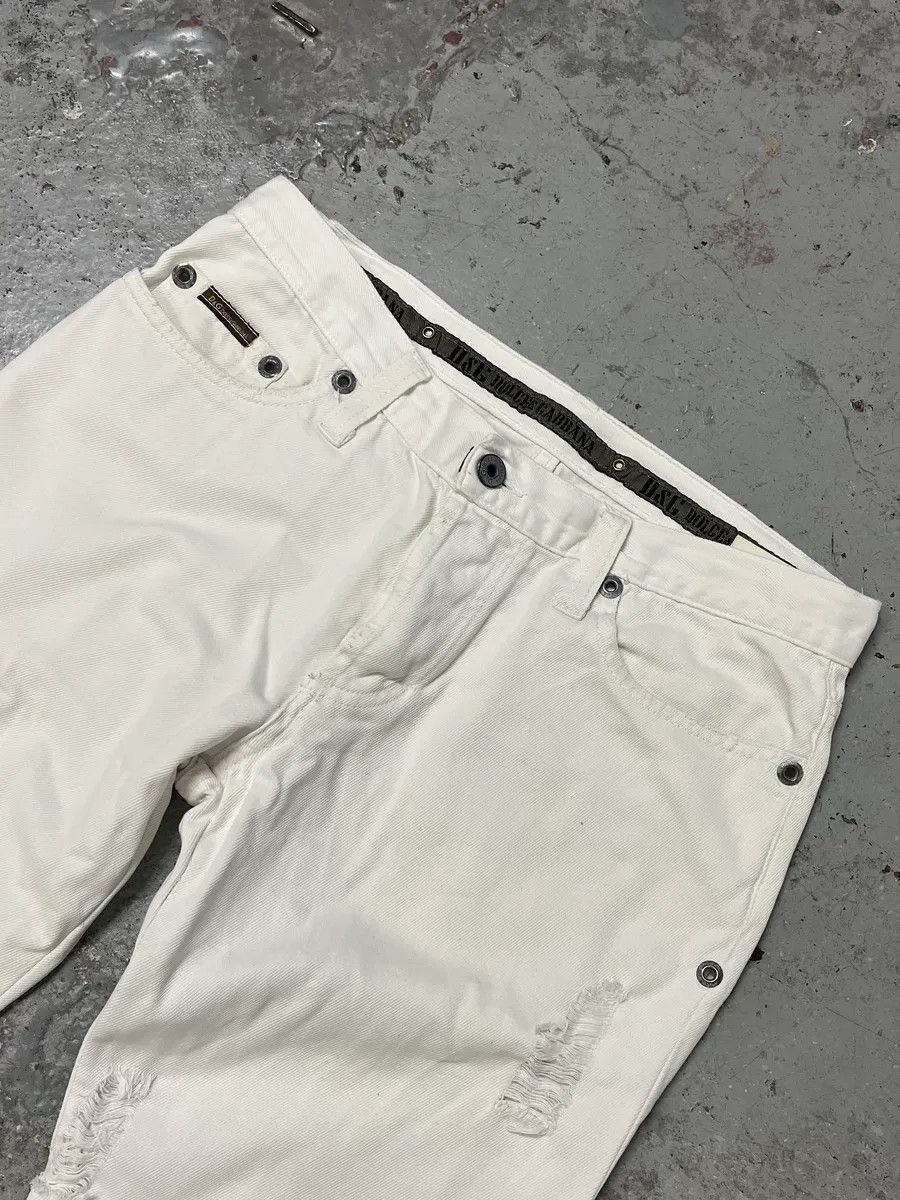 Designer × Dolce & Gabbana × Vintage AW2003 Dolce & Gabbana White Distressed Pants Size US 31 - 6 Thumbnail