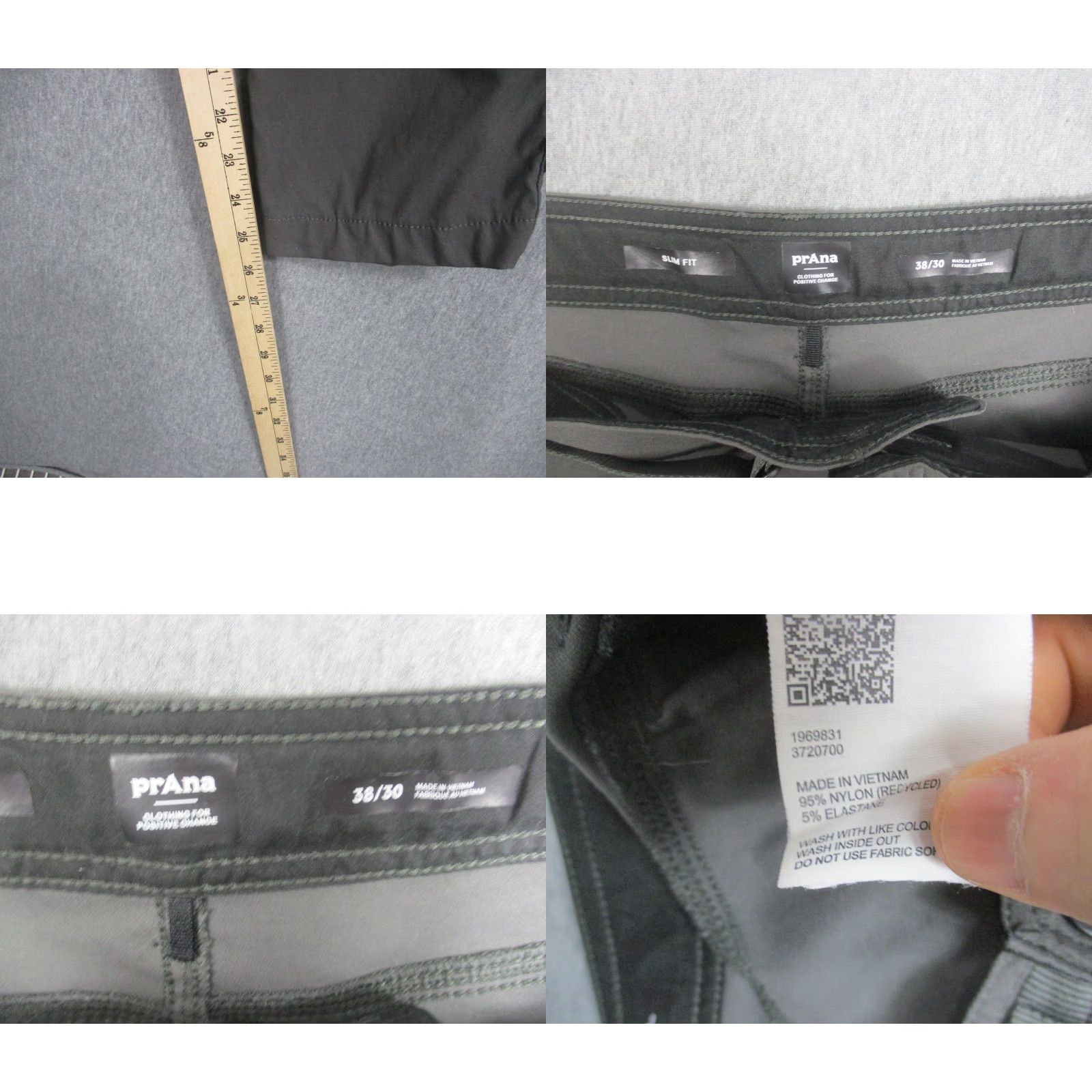 Prana PrAna Mens Pants 38x30 Gray Slim Fit Nylon Stretch Hiking Cargo Belted Khakis 30in Inseam Size US 38 / EU 54 - 8 Thumbnail
