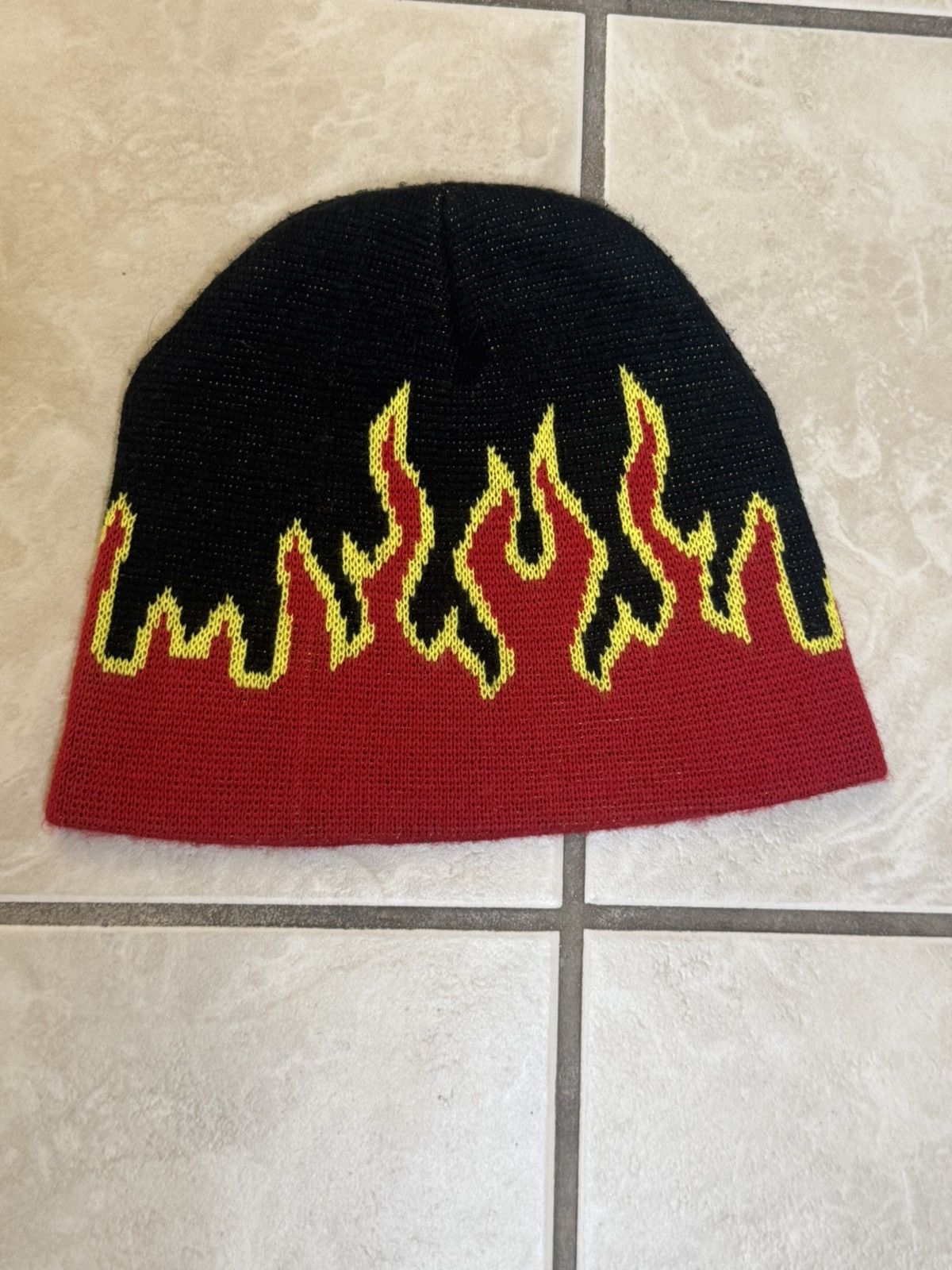 Disco Inferno OG Disco Inferno Flame Skully Beanie Red Yellow Black Knit Size ONE SIZE - 1 Thumbnail