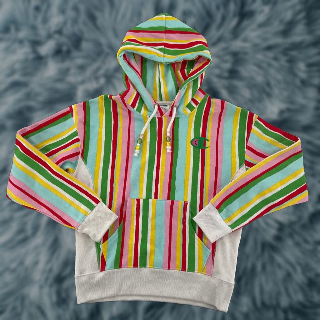Champion Champion Susan Alexandra Watermelon Stripe Reverse Weave Hoodie Women's Small Multicolor Size S / US 4 / IT 40 - 1 Thumbnail