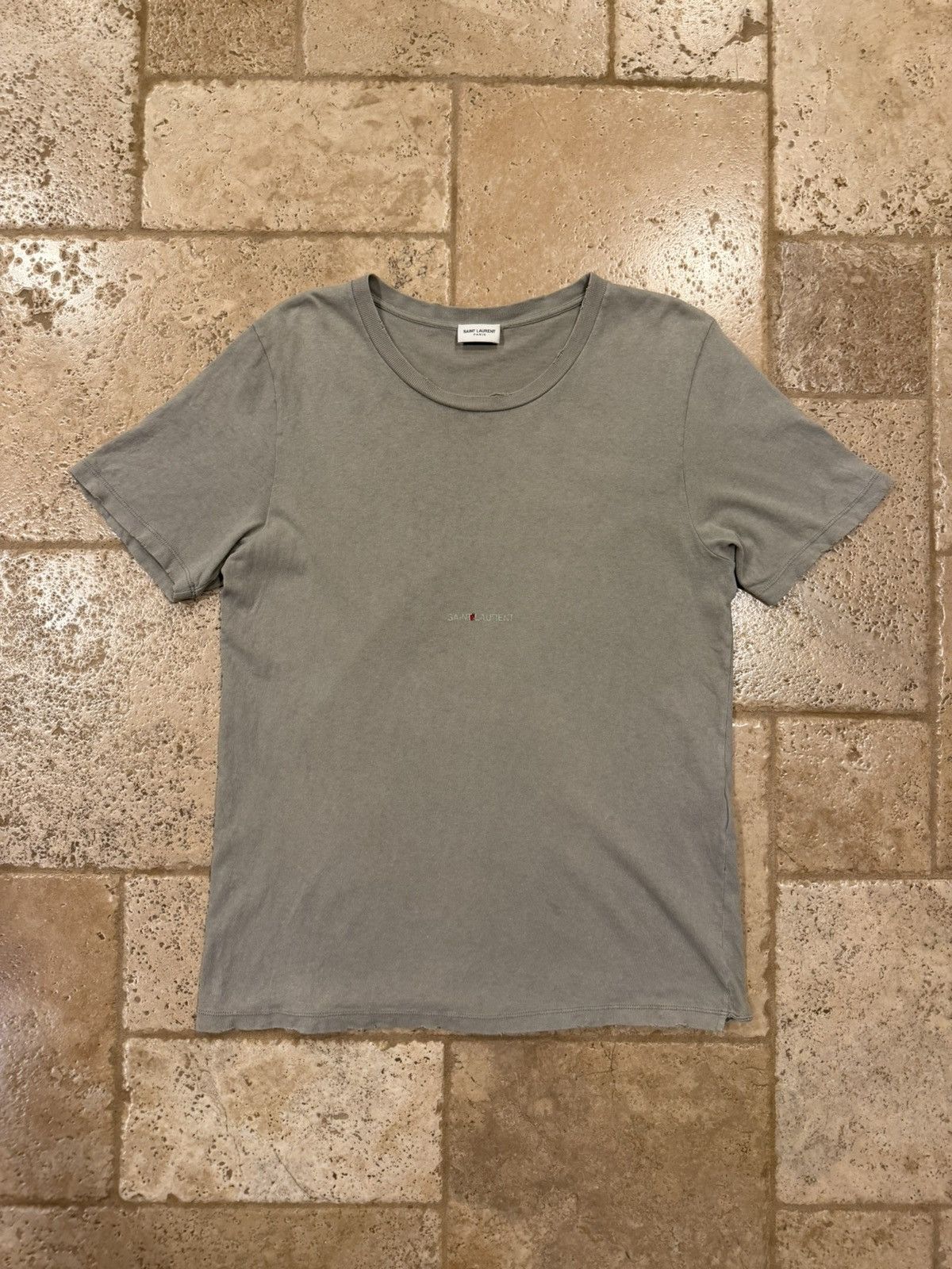 Saint Laurent Paris Saint Laurent Paris Rive Gauche Box Logo 2018 Grey T-Shirt Size US XS / EU 42 / 0 - 7 Thumbnail