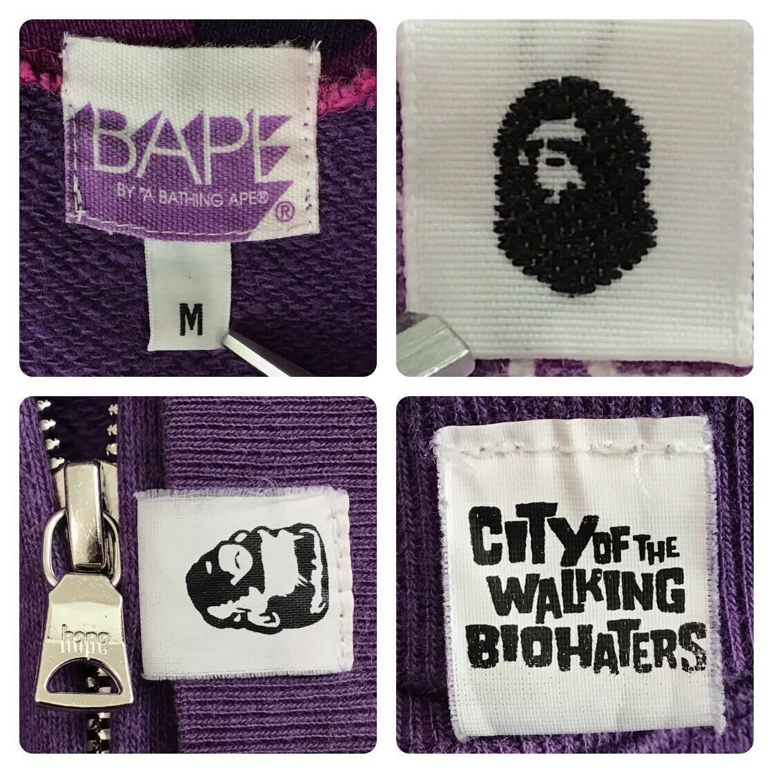 Bape × Nigo 2007 BAPE Purple camo shark full zip hoodie a bathing ape Size US M / EU 48-50 / 2 - 8 Thumbnail