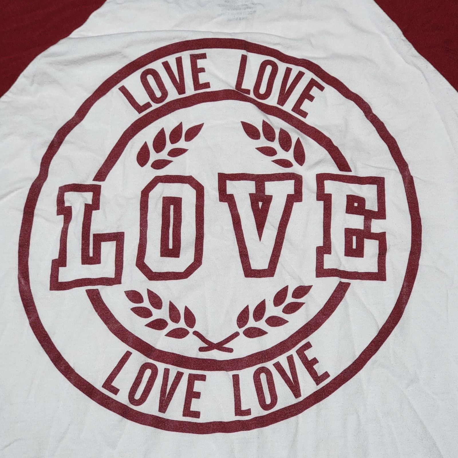 Other On Fire LS Maroon & White Hooded Tee "Love" - Size Large* Size L / US 10 / IT 46 - 4 Thumbnail