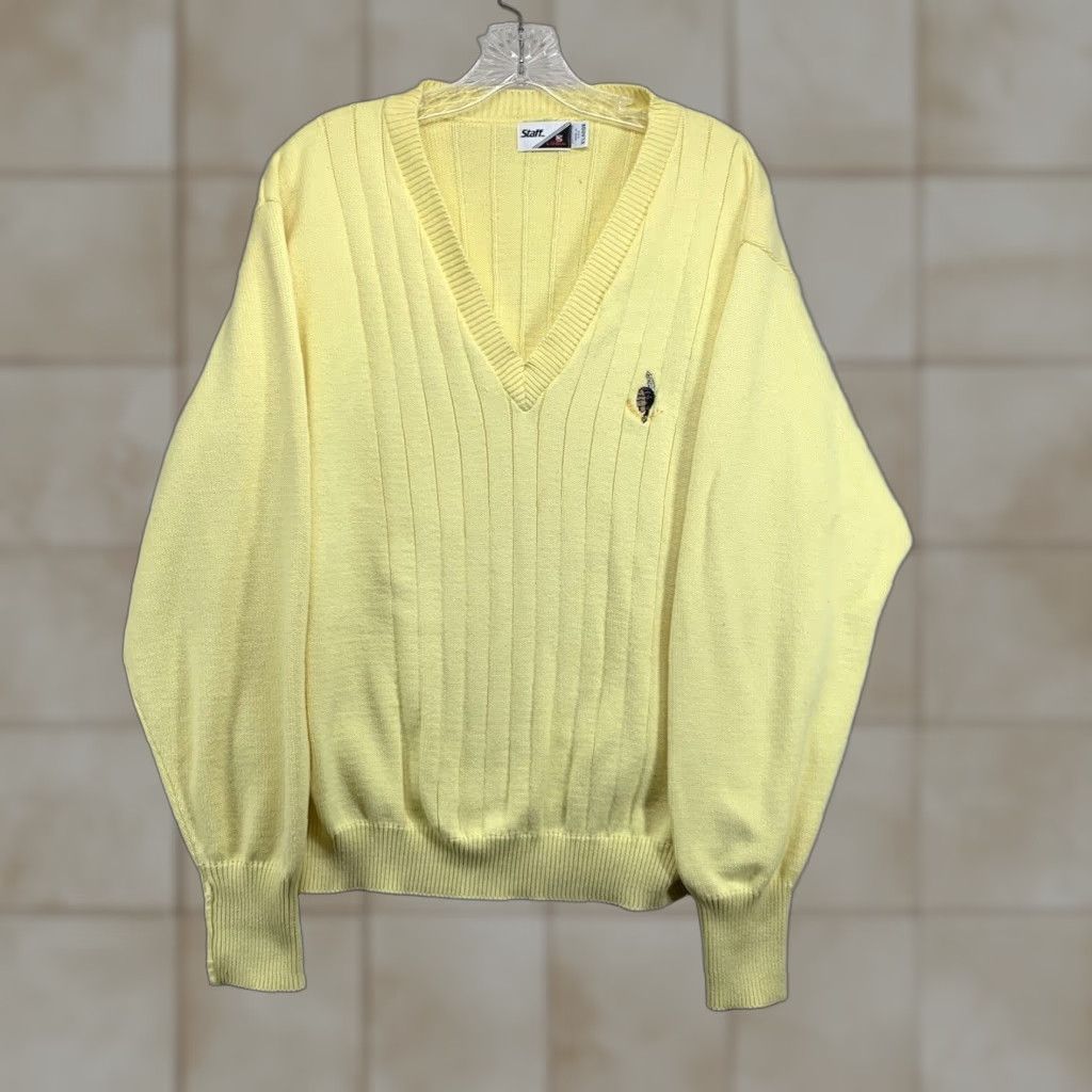 Wilson VINTAGE Wilson Men’s Golf Sweater Pullover Adult Medium Yellow 90s Club Knit All Seasons Size US M / EU 48-50 / 2 - 1 Thumbnail