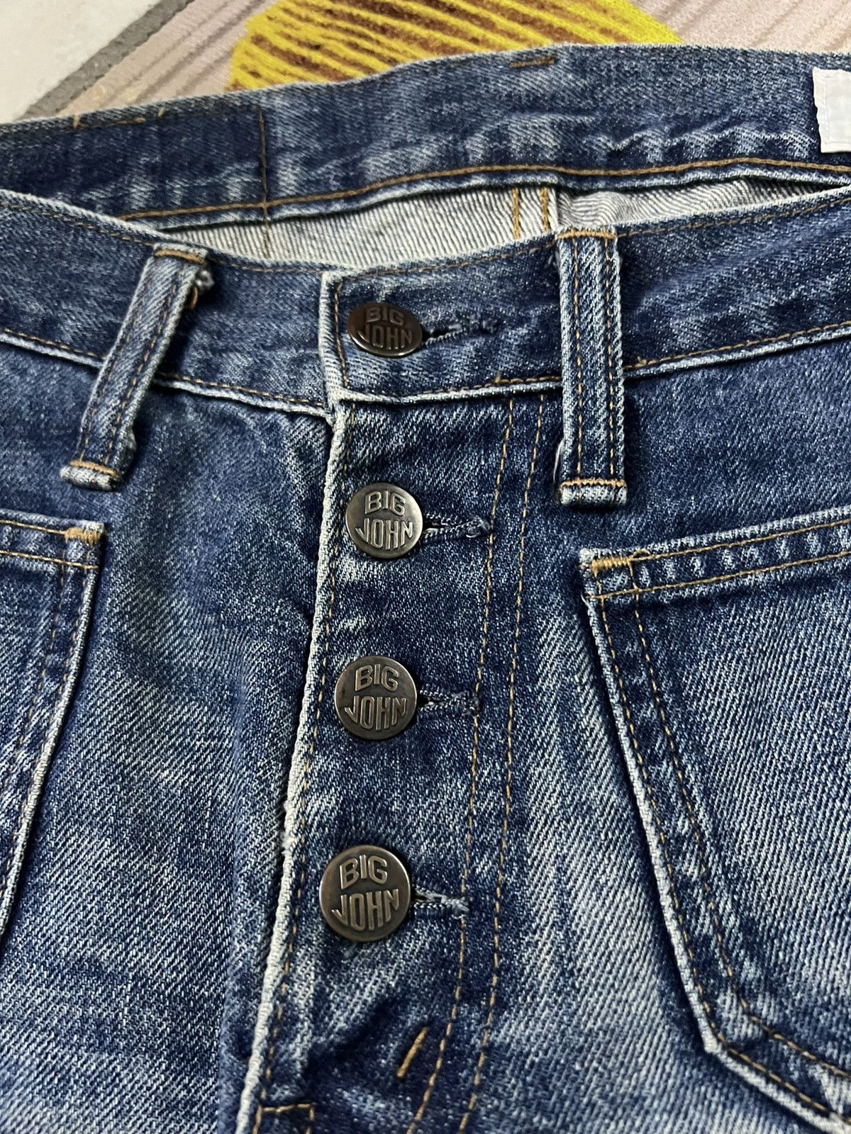 Japanese Brand 💥Flare💥Vintage Big John Bush Pants Bell Bottom Distress Jean Size US 29 - 13 Thumbnail