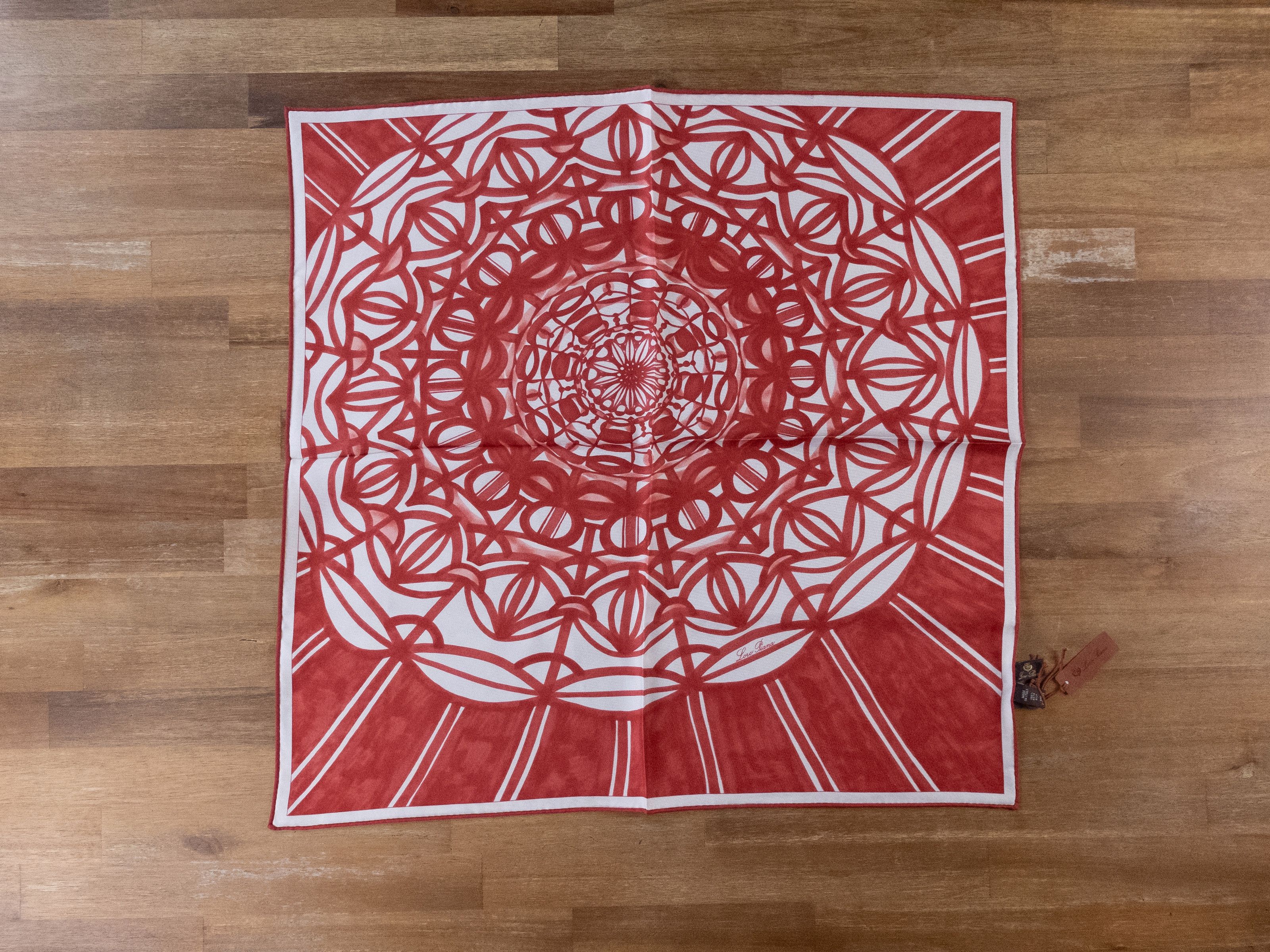 Loro Piana LORO PIANA Rosone red white floral silk square foulard scarf Size ONE SIZE - 1 Thumbnail