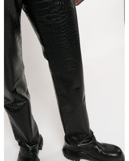 Viktor & Rolf !DS! SS23 Viktor & Rolf Crocodile Faux Leather Black Pants Size US 32 / EU 48 - 10 Thumbnail