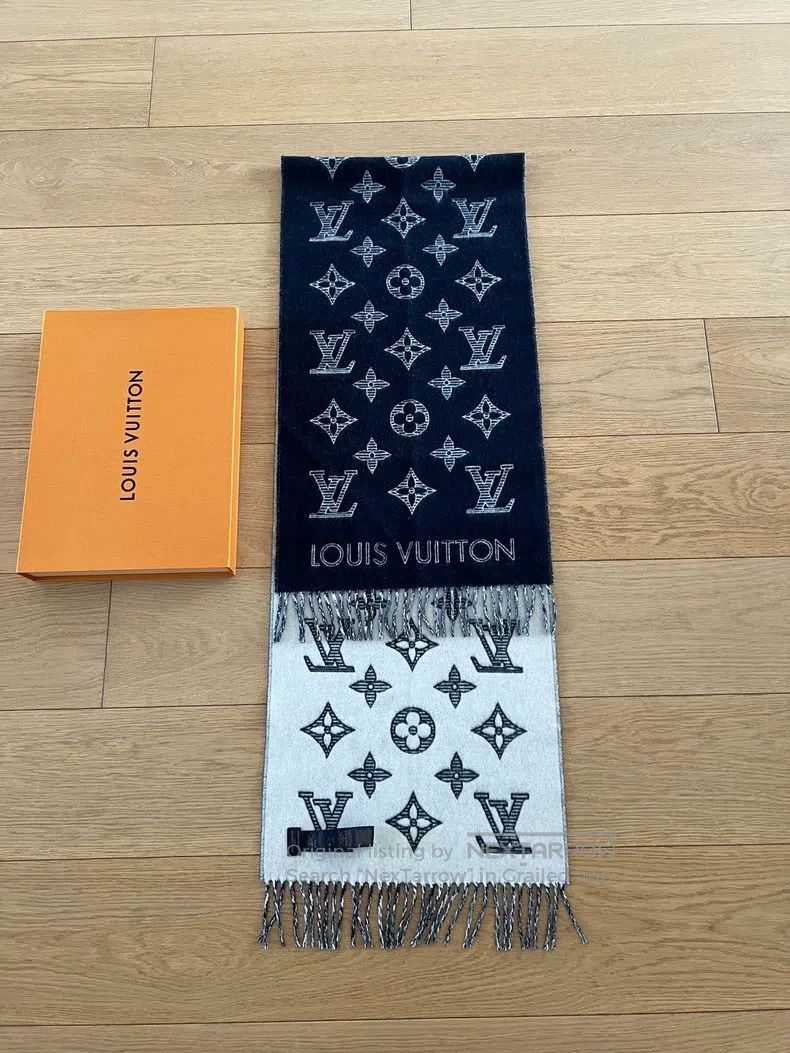 Louis Vuitton Louis Vuitton Black reversible shawl scarf Size ONE SIZE - 2 Thumbnail