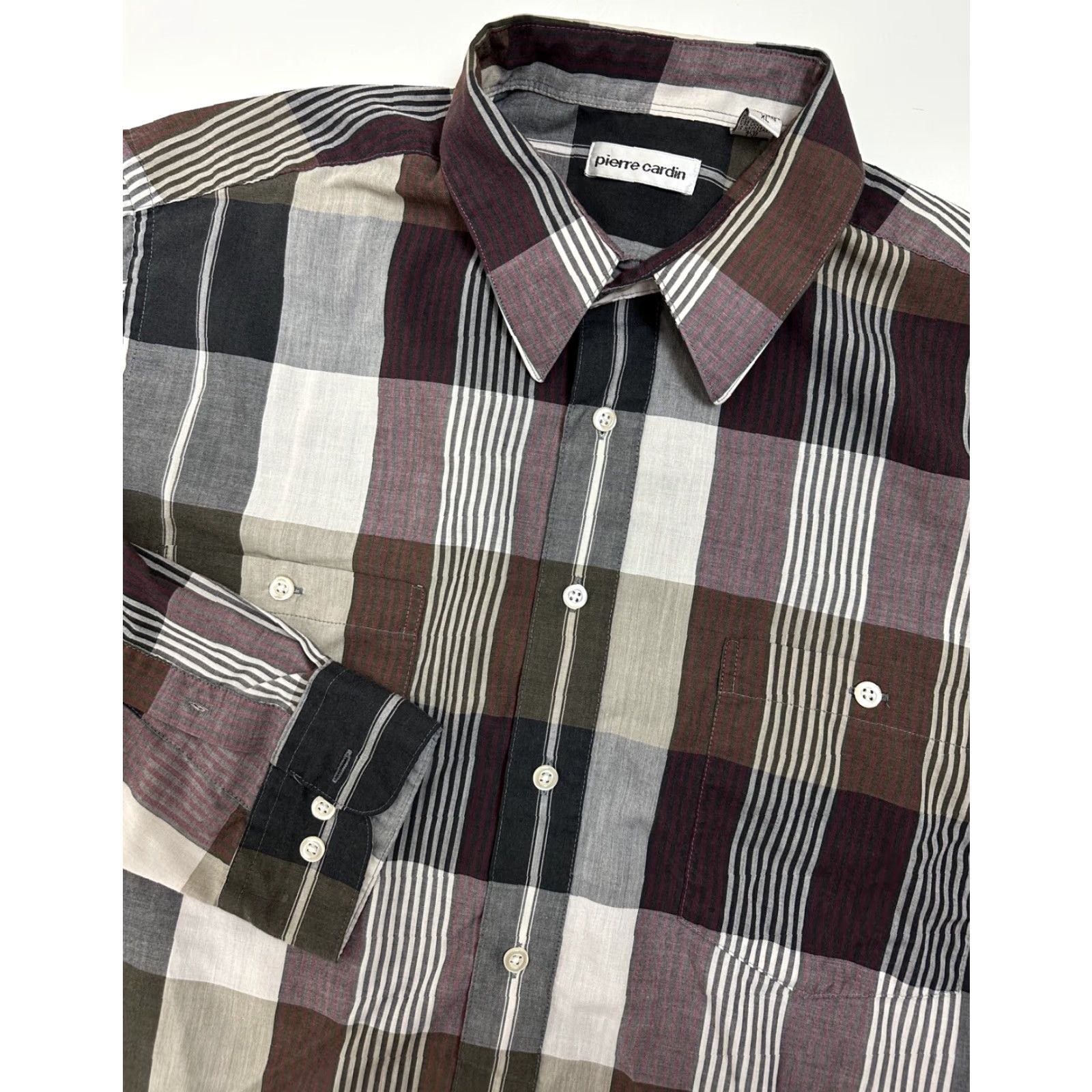 Pierre Cardin VINTAGE Pierre Cardin Shirt Men XL Check 80s Casual Hipster Preppy Lightweight Cotton Poly Blend Long Sleeve Button-Up Gray Collared 80s Theme Size US XL / EU 56 / 4 - 3 Thumbnail