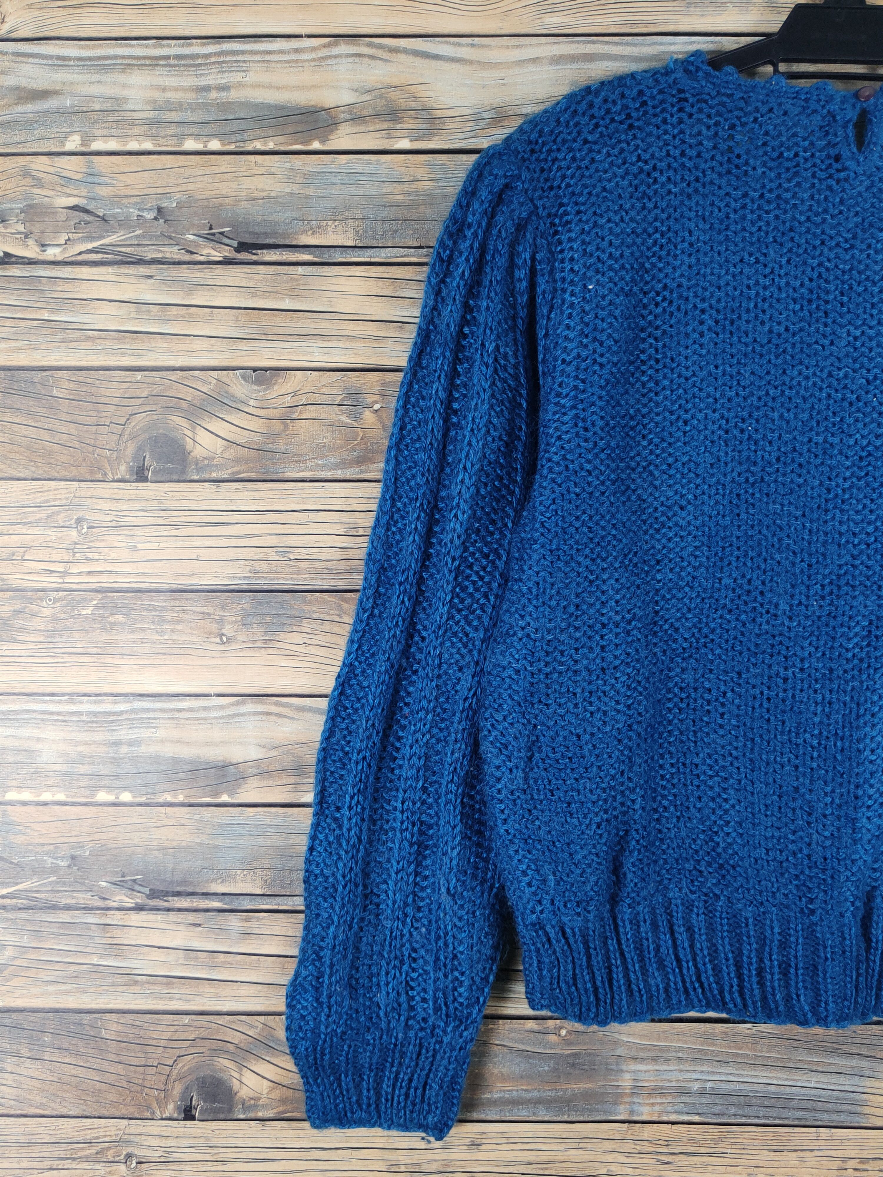 Japanese Brand Ammodo Dark Blue cable Knitwear #W1471 Size US M / EU 48-50 / 2 - 8 Thumbnail