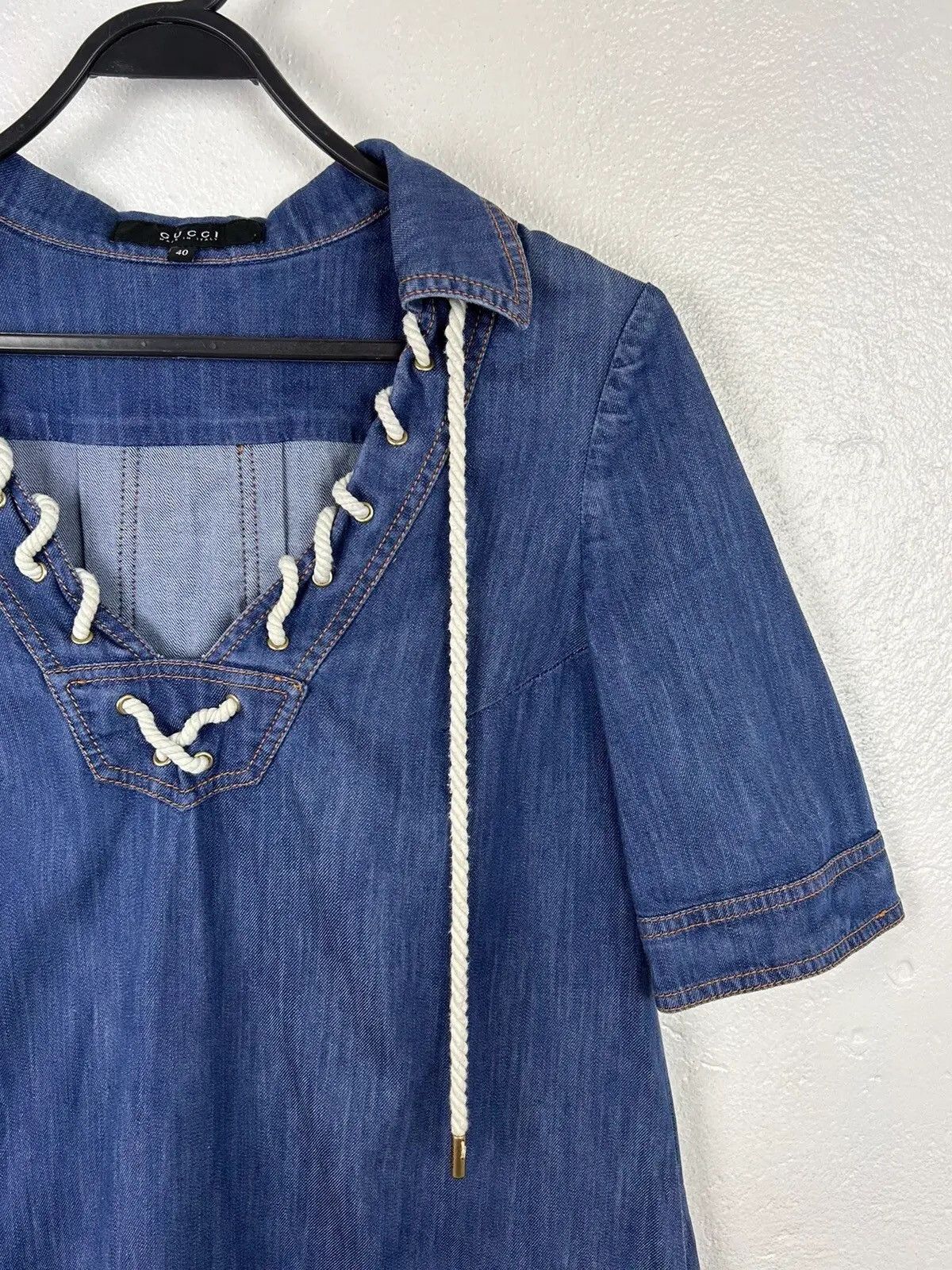 Gucci 00s Vintage Gucci Jeans Denim Dress Rope Lace In Size 40 Size S / US 4 / IT 40 - 2 Thumbnail