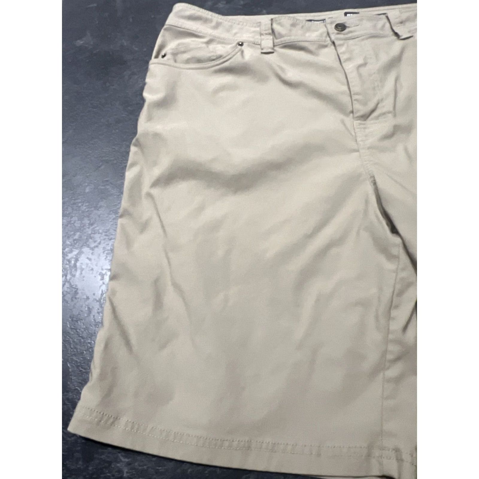 Prana prAna Stretch Shorts Men's 42 Khaki Tan Pocket Outdoor Hiking Cargo Zip 11in Inseam Adjustable Waist Breathable Belted Pockets Regular Rise 42 Mens Size US 42 / EU 58 - 2 Thumbnail