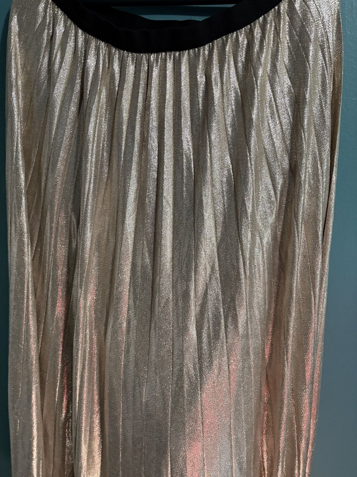 Other Metro Wear Elastic Skirt Shimmer Metallic Pleated Gold Skirt Size 38" / US 16 / IT 52 - 4 Thumbnail