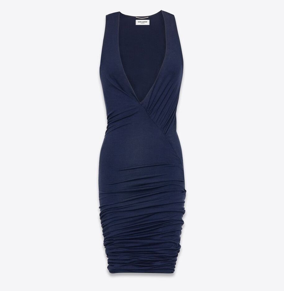 Saint Laurent Paris o1s1wg110625 776444 Tank Dress in Jersey in Blue Size XS / US 0-2 / IT 36-38 - 1 Thumbnail