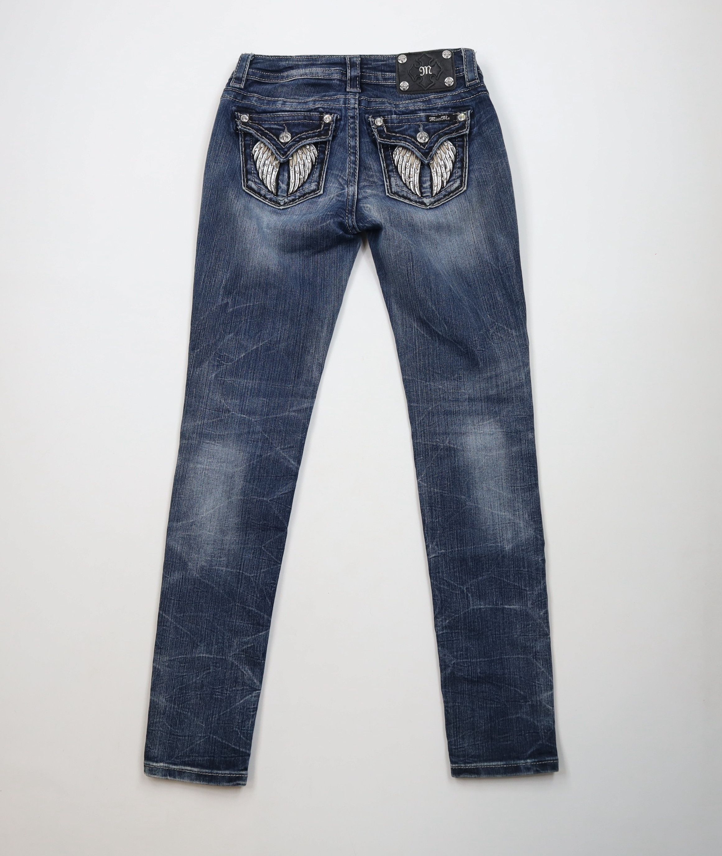 Miss Me Miss Me Thick Stitch Angel Wings Mid Rise Skinny Denim Jeans Size 27" / US 4 / IT 40 - 11 Thumbnail