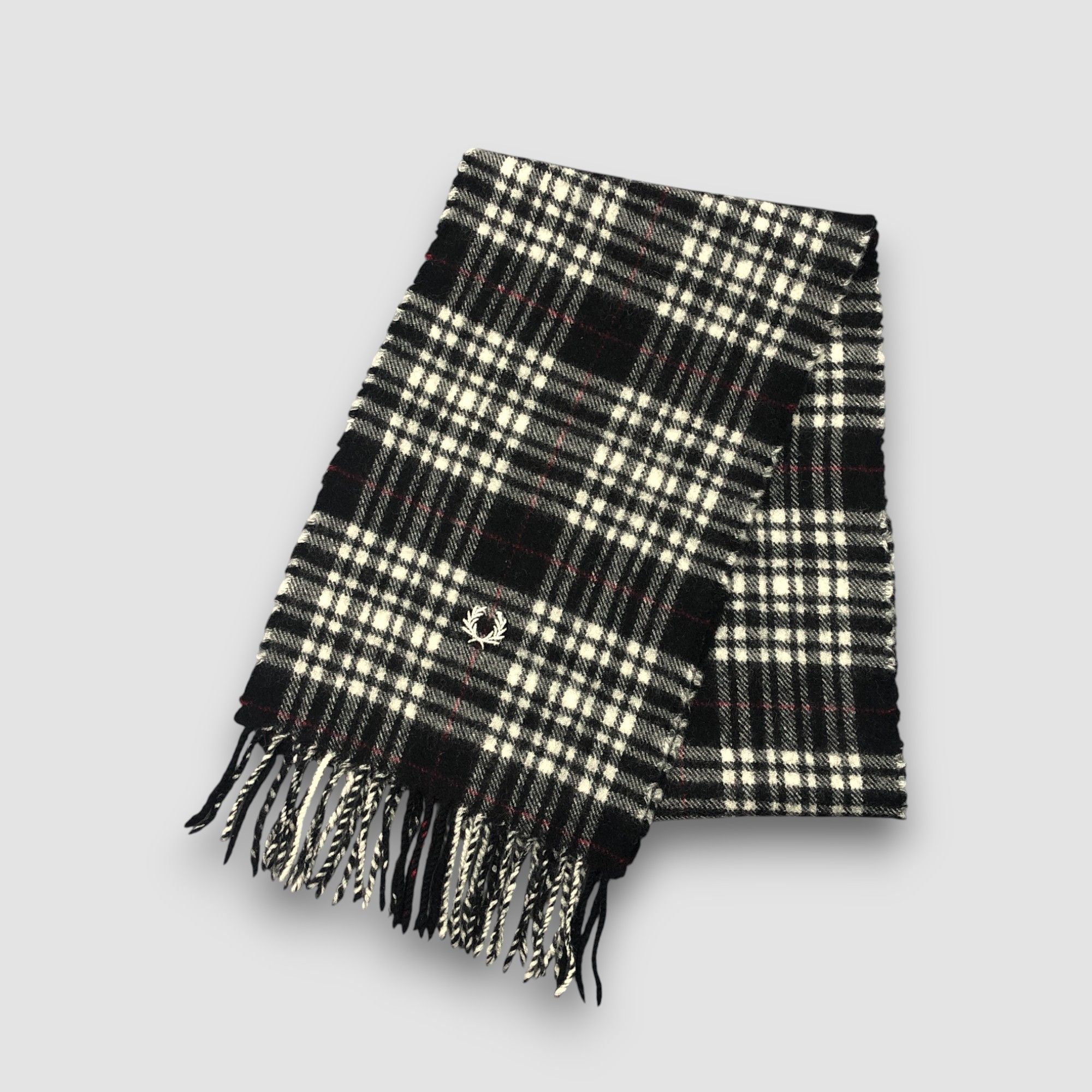 Fred Perry Vintage Fred Perry Scarf Muffler Wool Tartan Plaid Scarves Size ONE SIZE - 2 Thumbnail