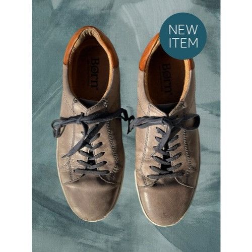 Born Born Mens Handcrafted Leather Sneakers Size 12 Gray/Tan Size US 12 / EU 45 - 9 Thumbnail