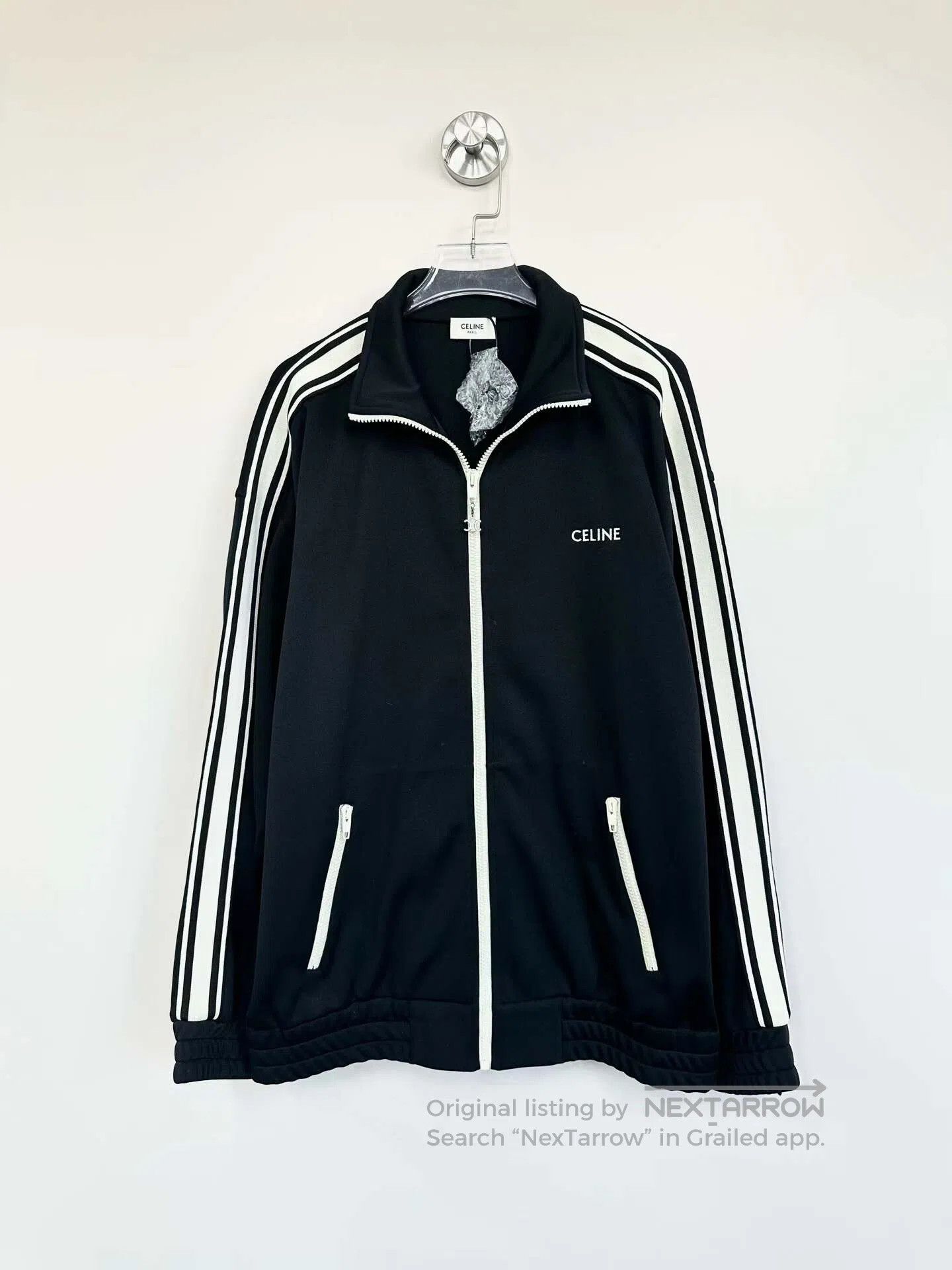 Celine CELINE Black Striped Chest Embroidered Letter Logo Sports Size US XS / EU 42 / 0 - 1 Thumbnail