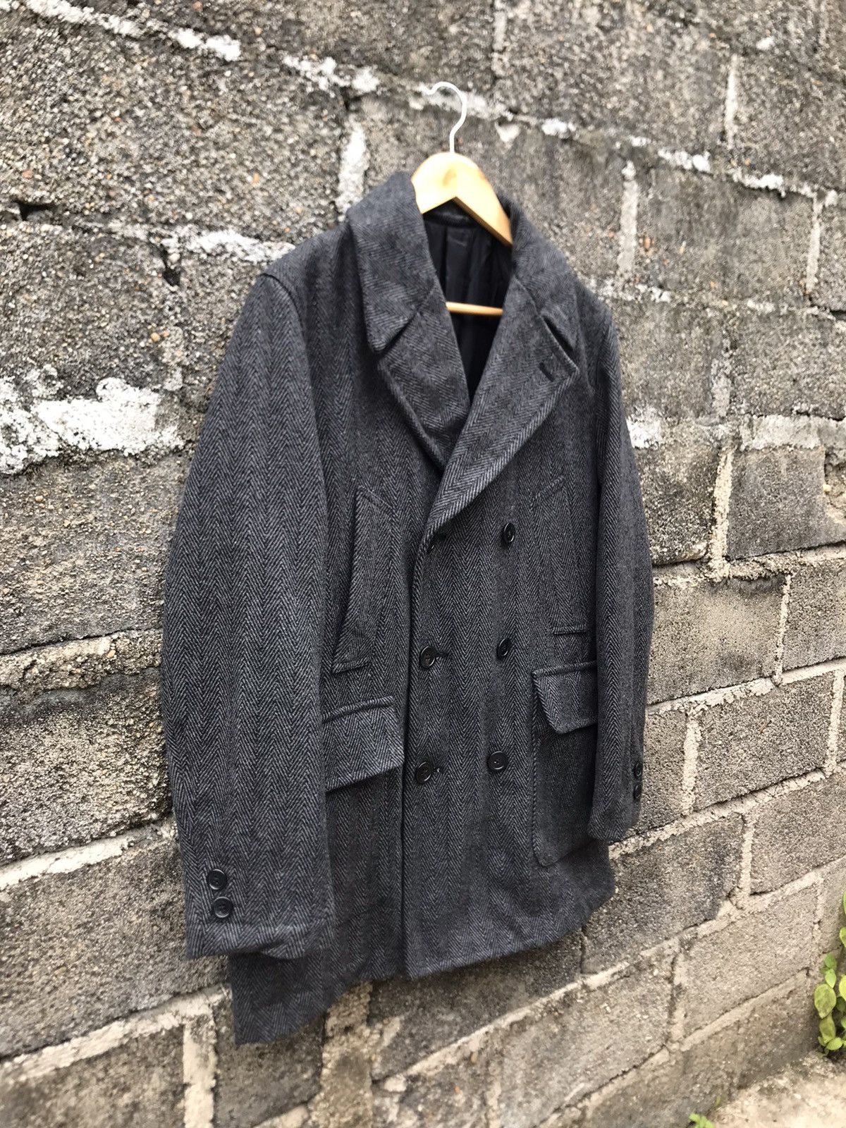 GU 🔥Japanese Brand GU Herringbone Double Breasted Peacoat Size US L / EU 52-54 / 3 - 2 Thumbnail