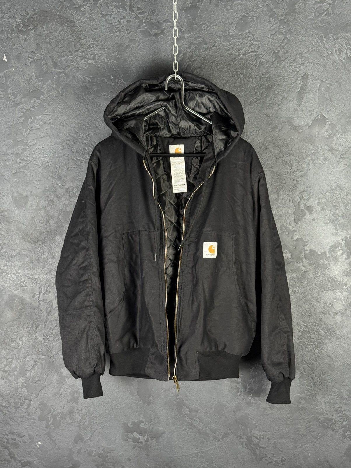 Carhartt CARHARTT Black Quilted Hooded Jacket Size Large MADE IN USA Size US L / EU 52-54 / 3 - 3 Thumbnail