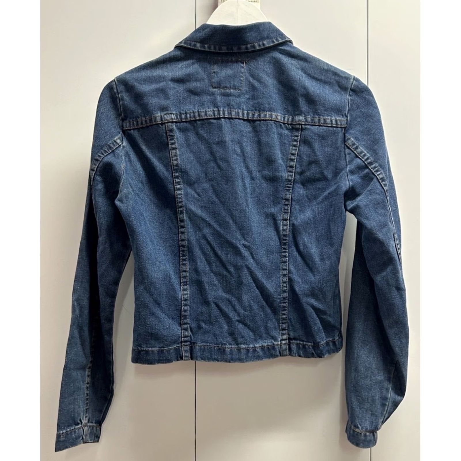 Joseph VINTAGE For Joseph Denim Jacket Womens Zipper Blue 1990s Size S USA Glam Rock Jacket Size 28" / US 6 / IT 42 - 2 Thumbnail