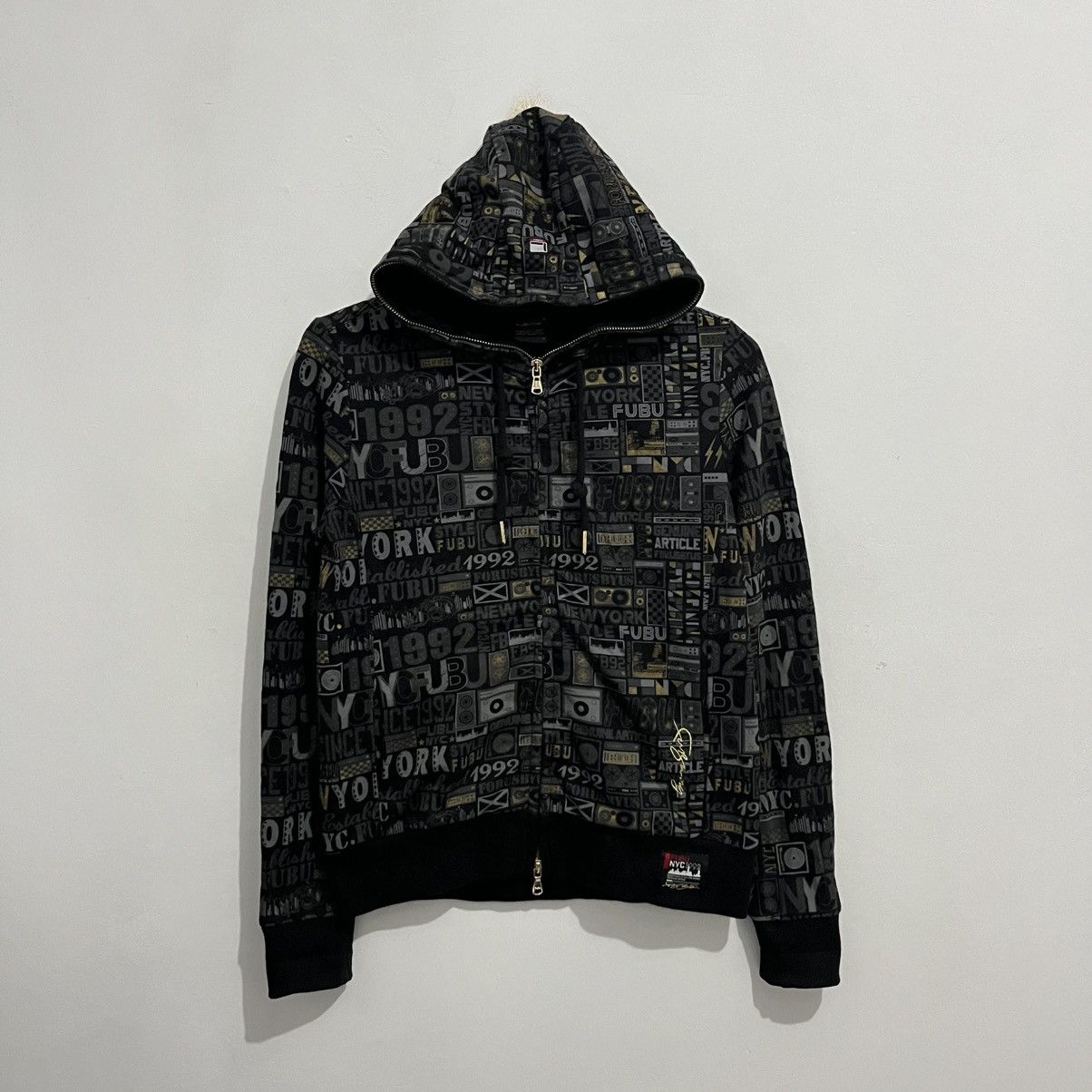Fubu × Vintage FUBU Full-Zip Hoodie - All Over Print NYC 1992 Size US S / EU 44-46 / 1 - 1 Thumbnail