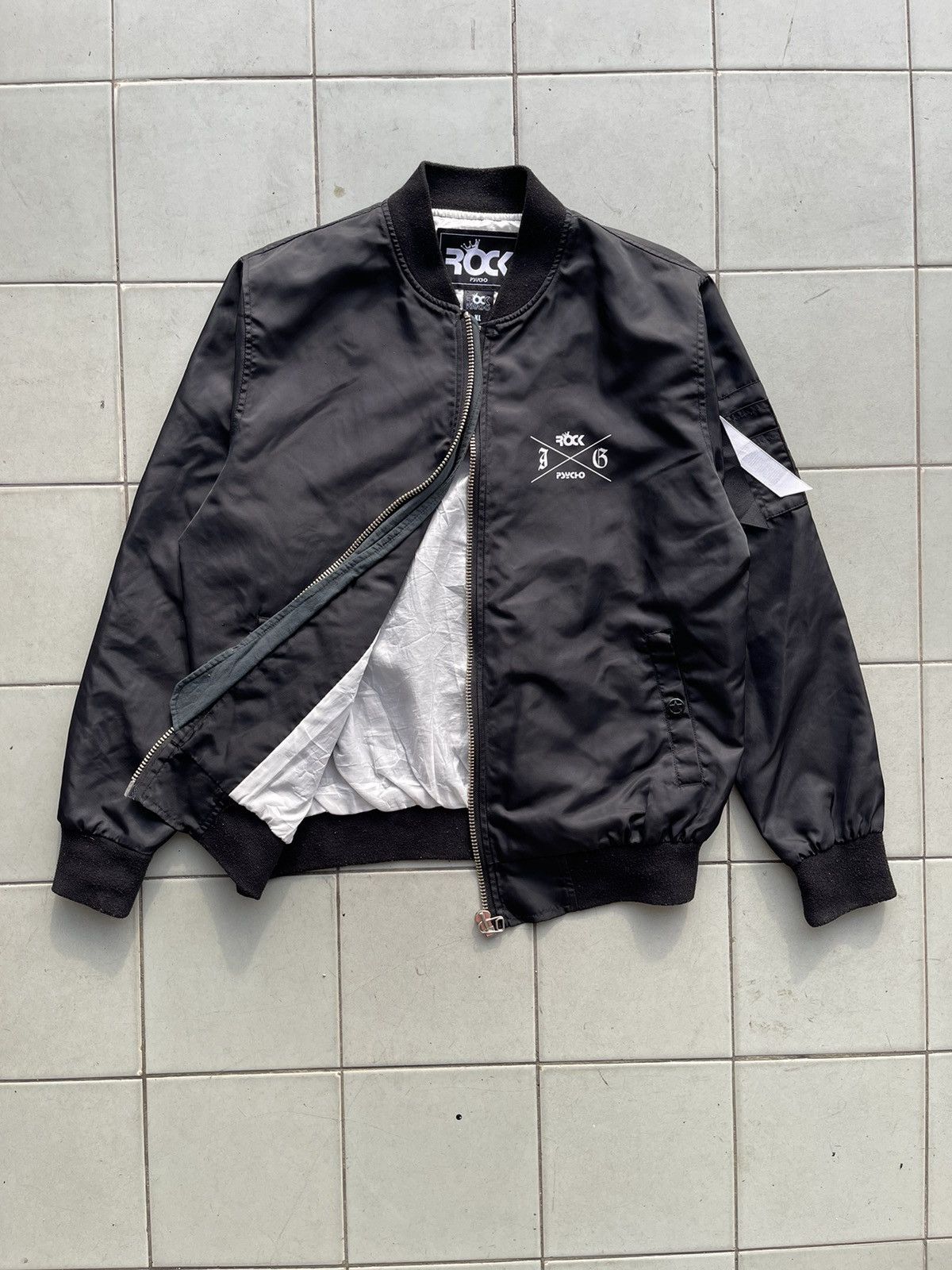 Japanese Brand × Vintage Rock Psycho Bomber Jacket With Cross Patch Size US XL / EU 56 / 4 - 6 Thumbnail