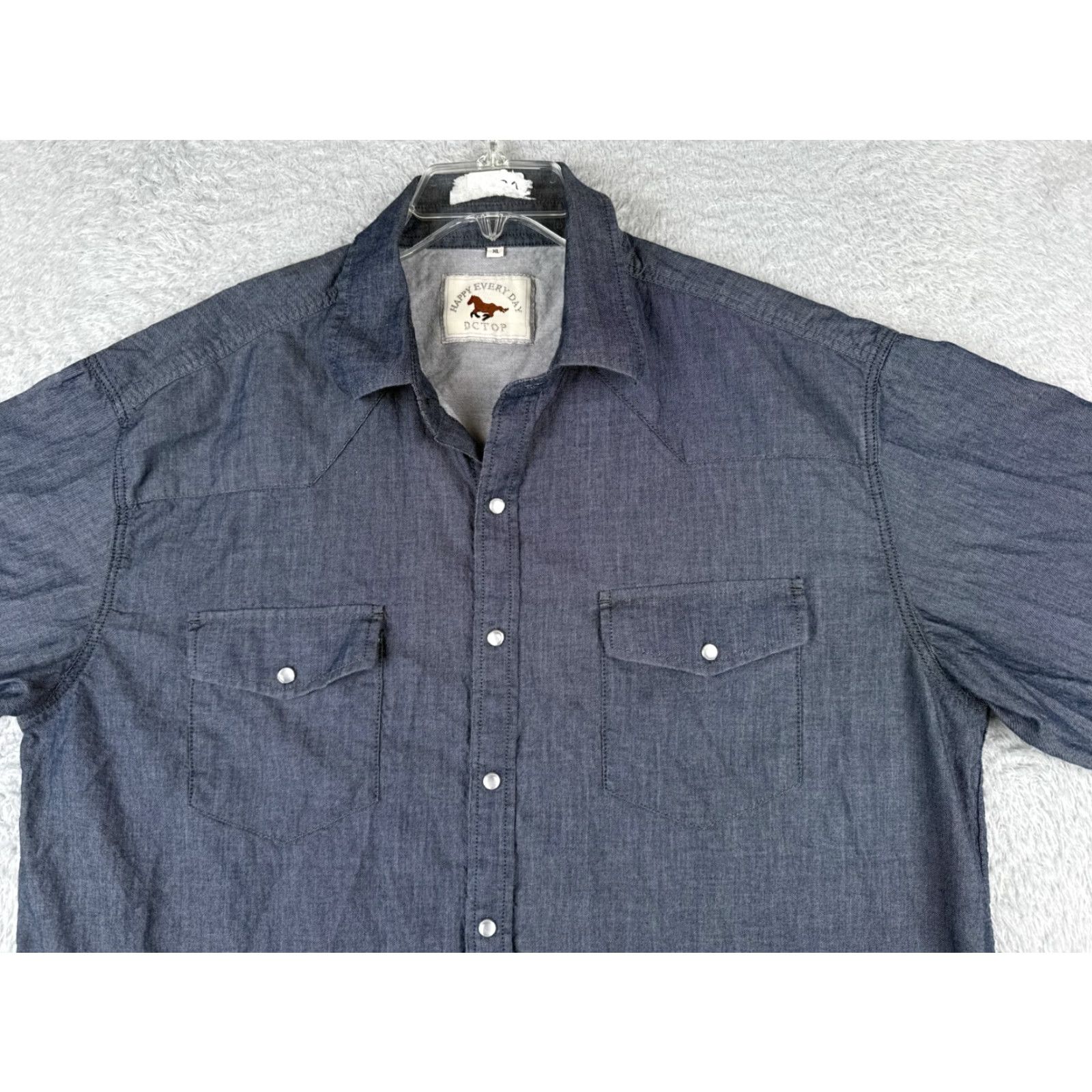 Denime DCTop Blue Denim Button-Up Shirt Mens XL Long Sleeve Plaid Western Size US XL / EU 56 / 4 - 4 Thumbnail