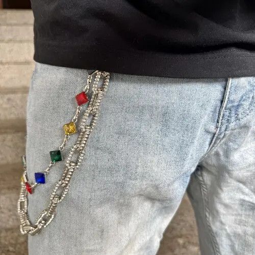 Jewelry Double Layer Gemstone Multi-Color Wallet Chain, Pants Chain Size ONE SIZE - 6 Thumbnail