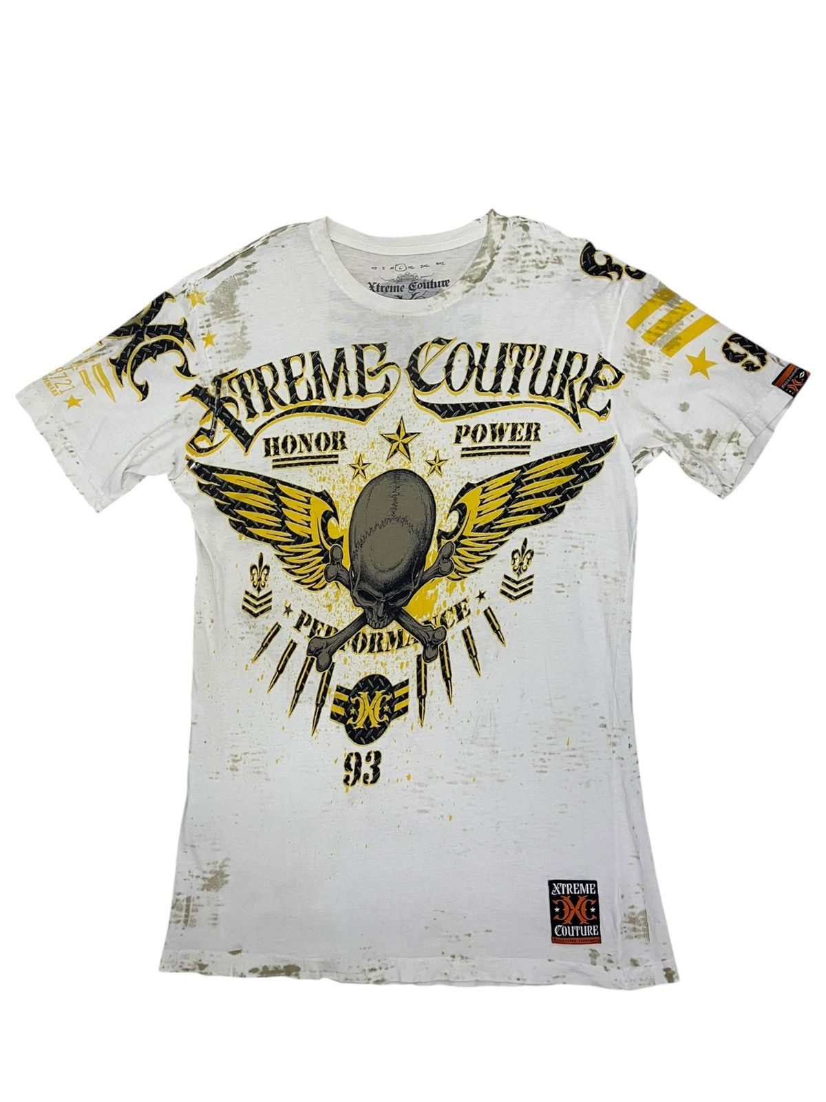 Affliction Y2K Xtreme Couture “Honor & Power” Skull Wings Grunge Tee Size US L / EU 52-54 / 3 - 1 Thumbnail