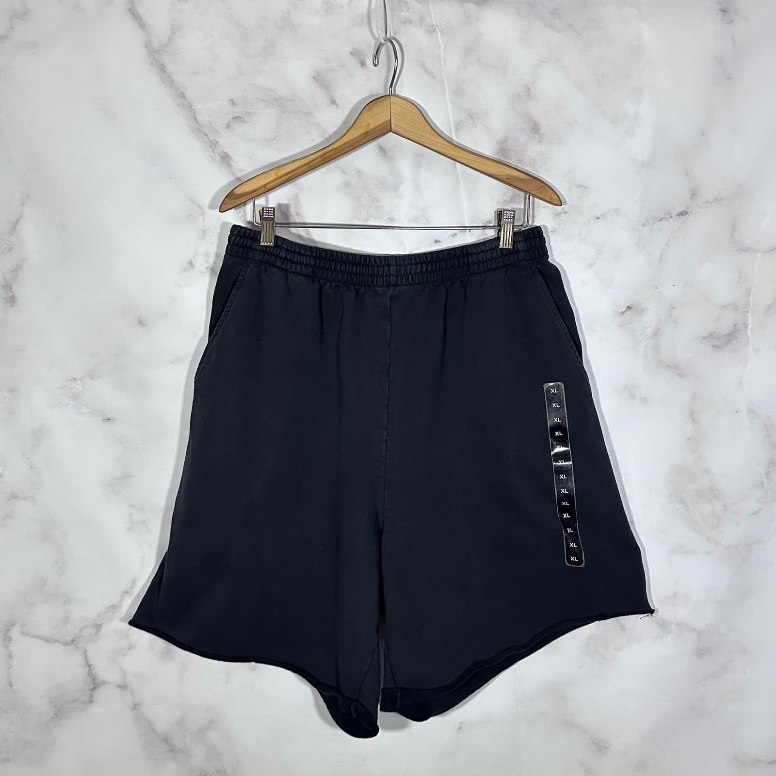 image of Balenciaga Sticker Sweat Shorts in Black, Men's (Size 36)