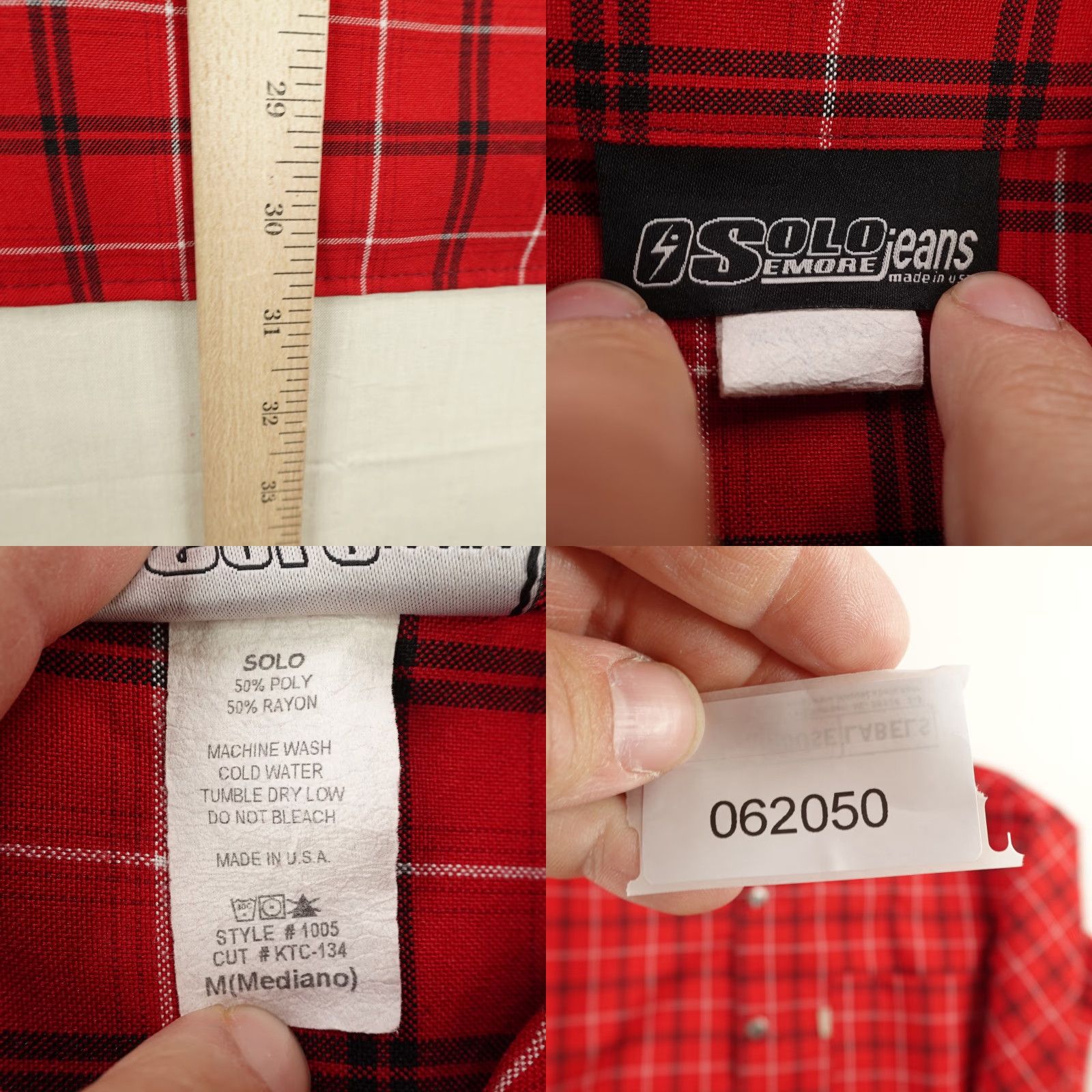 Vintage Vintage Solo Semore Shirt Mens Medium Red Plaid Button Up Made In USA Camp 90s Size US M / EU 48-50 / 2 - 8 Thumbnail