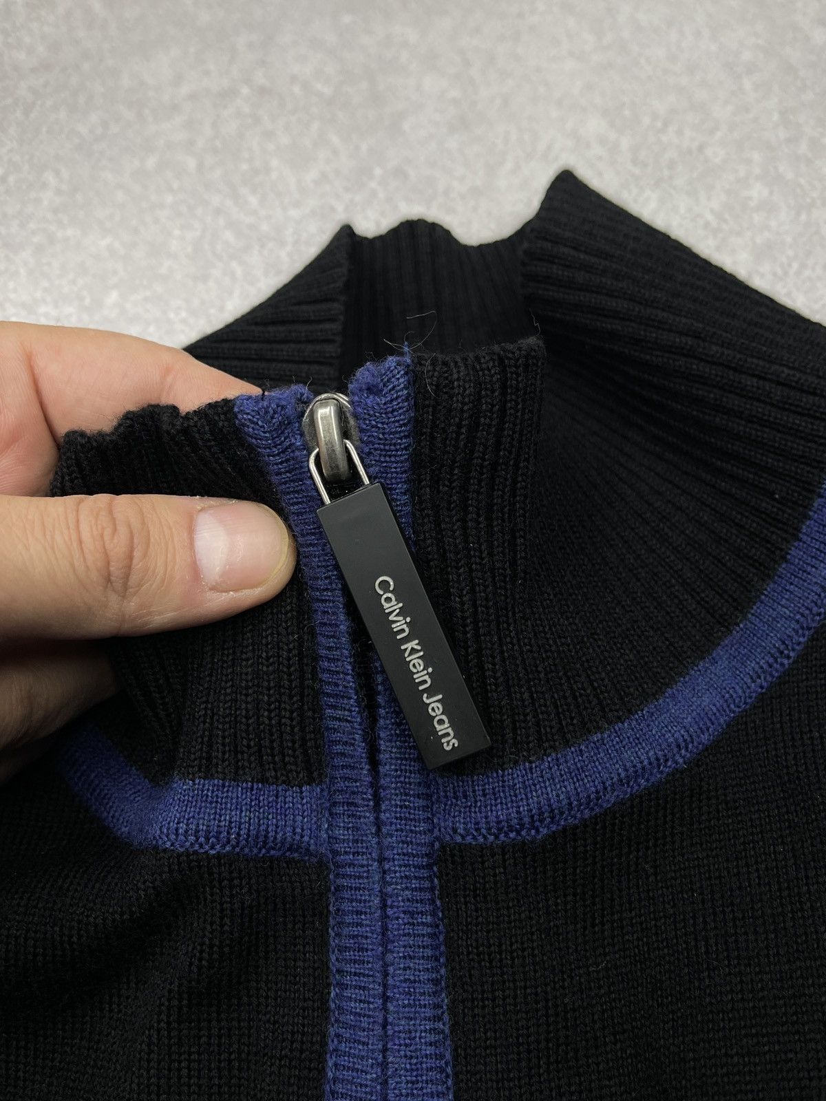 Calvin Klein Mens Calvin Klein Knitted Olympic Jacket Zip Black Big Logo Size US M / EU 48-50 / 2 - 6 Thumbnail