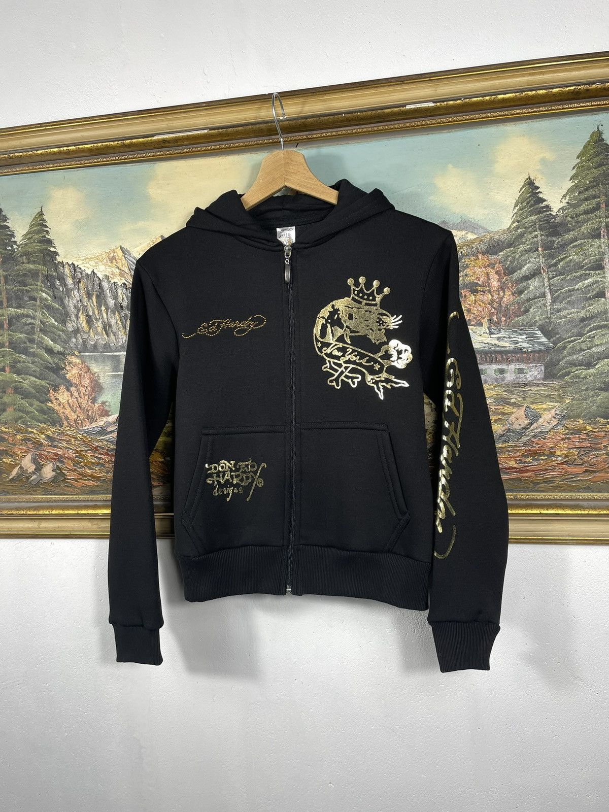 Christian Audigier × Ed Hardy × Vintage Ed Hardy Retro 00s Hoodie Sweatshirt Affliction Grunge Size S / US 4 / IT 40 - 3 Thumbnail