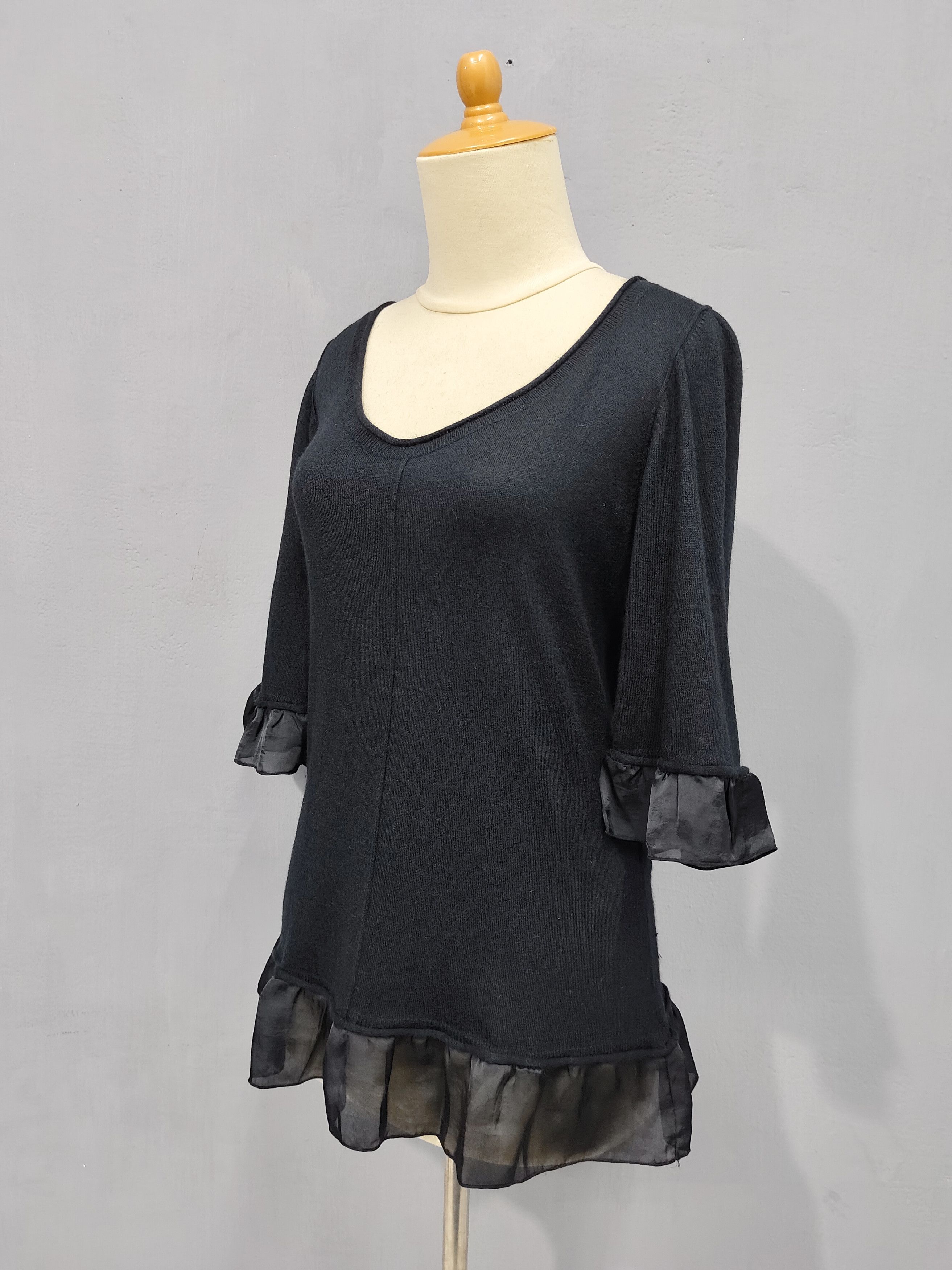 BEAUTY&YOUTH Beauty & Youth- Gothic Minimal Frill Knit Top Fairy Grunge Size M / US 6-8 / IT 42-44 - 4 Thumbnail