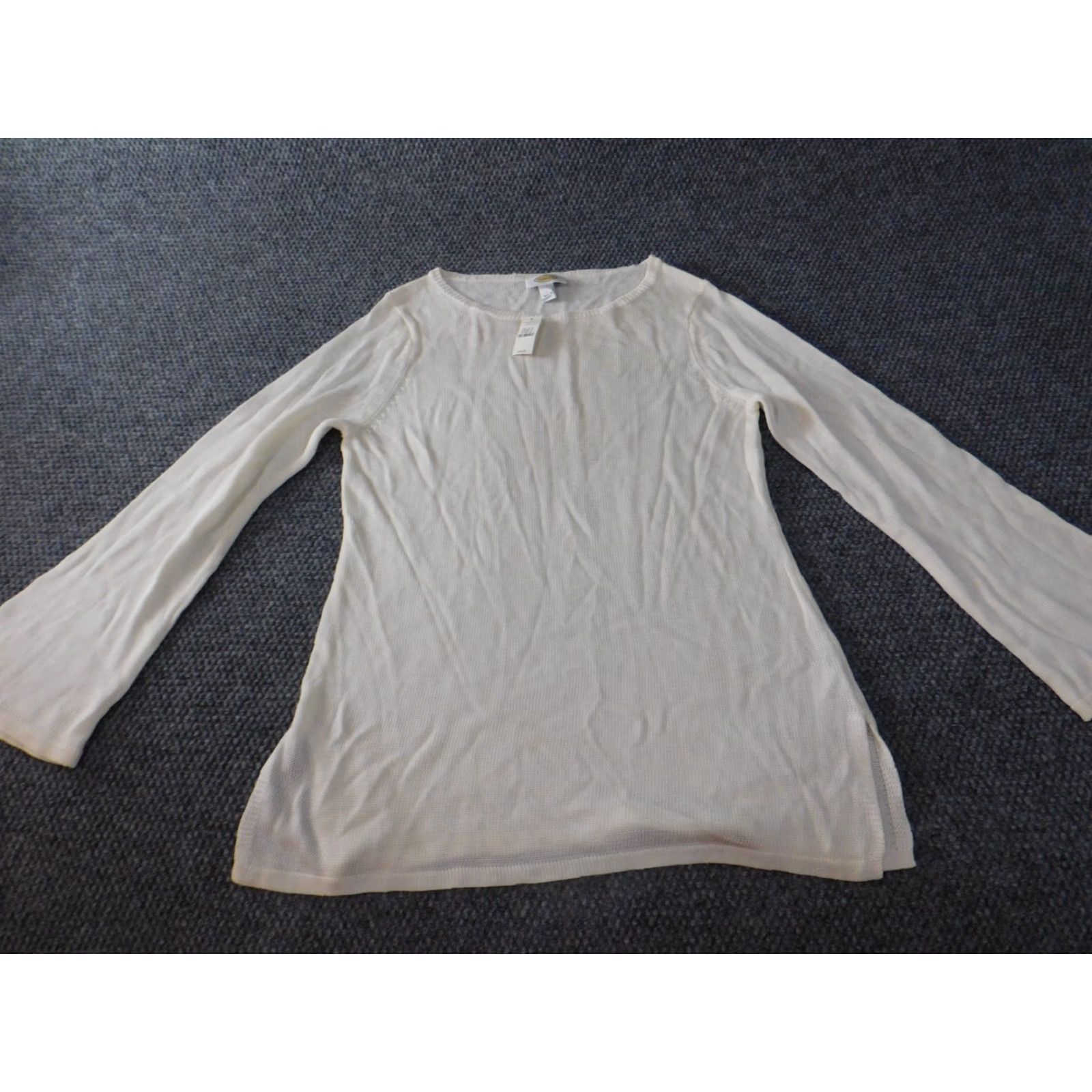 Talbots Talbots Womens Sweater Pullover Round Neck Long Sleeve Beige Lyocell Knit Stretch Regular Size L Modern Casual Knitwear Size L / US 10 / IT 46 - 2 Thumbnail