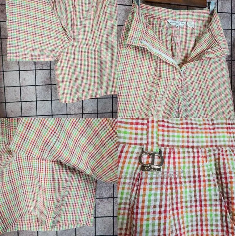 Dior Dior Summer Pink Checked Cotton Blend Casual Pants . Size 23" - 4 Thumbnail