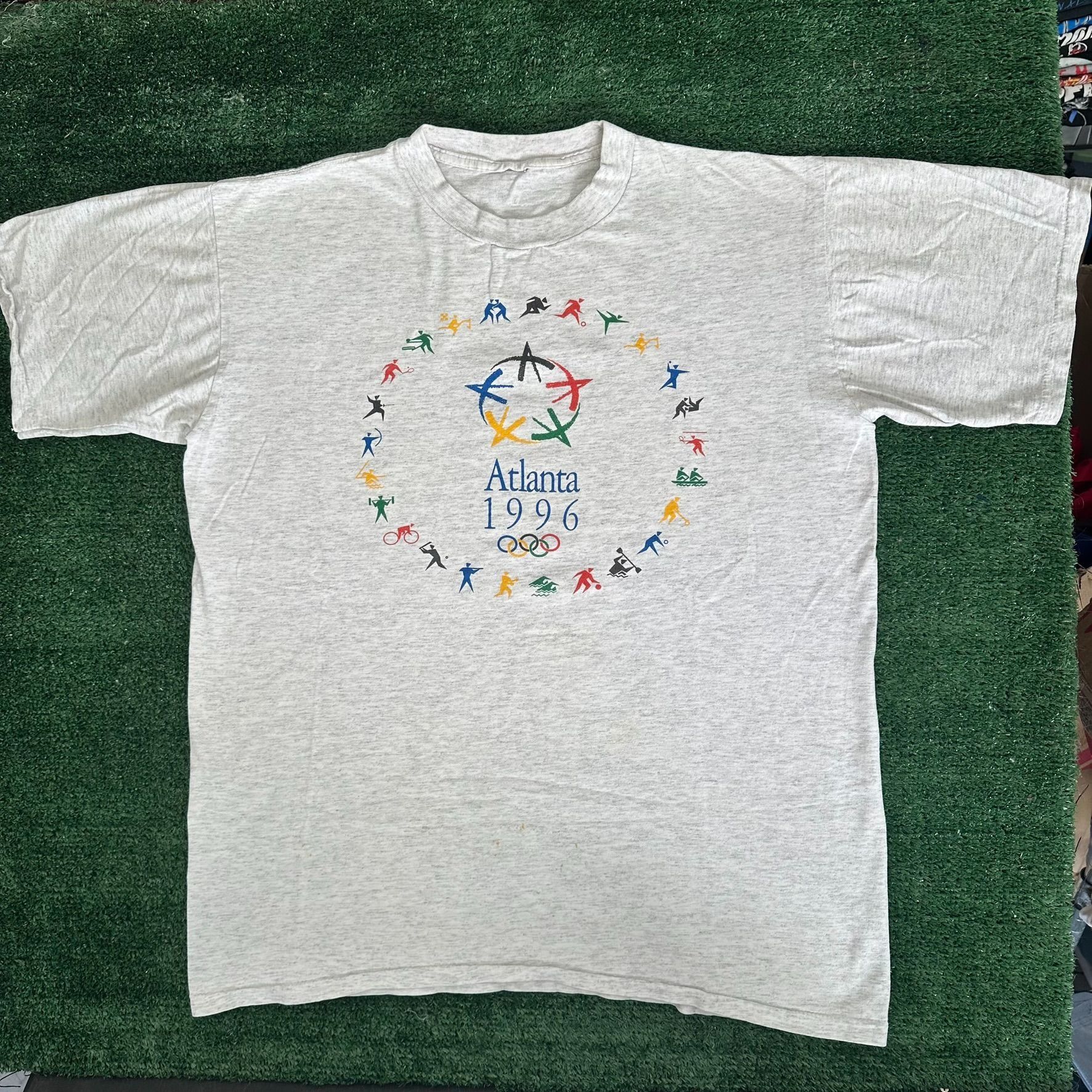 Vintage 90s Atlanta 1996 Olympics T-Shirt Single Stitch Gray