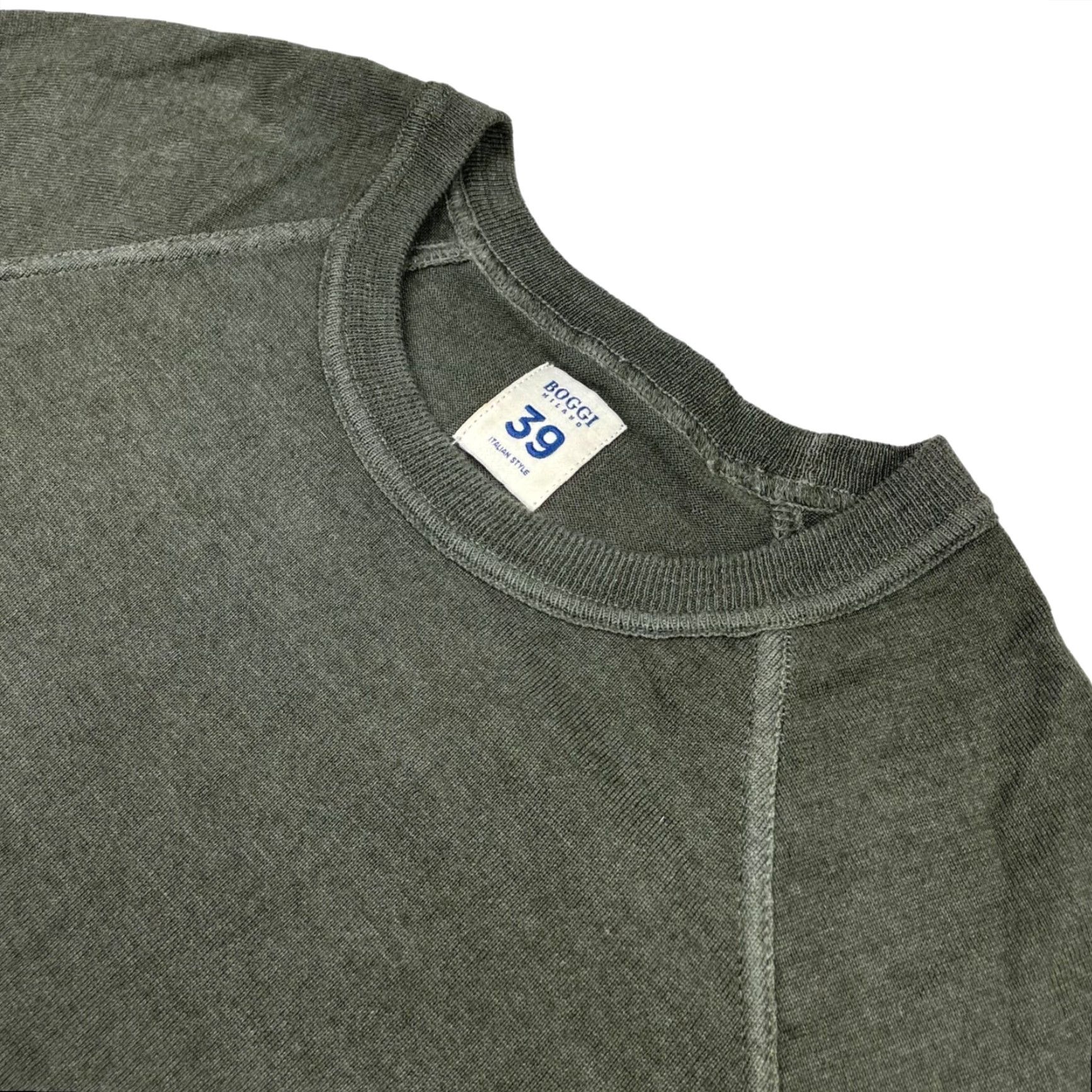 Vintage Boggi Milano 39 Men’s Pullover Sweater 100% Wool Crewneck Green/Gray Small Shirt Mens Size US S / EU 44-46 / 1 - 2 Thumbnail