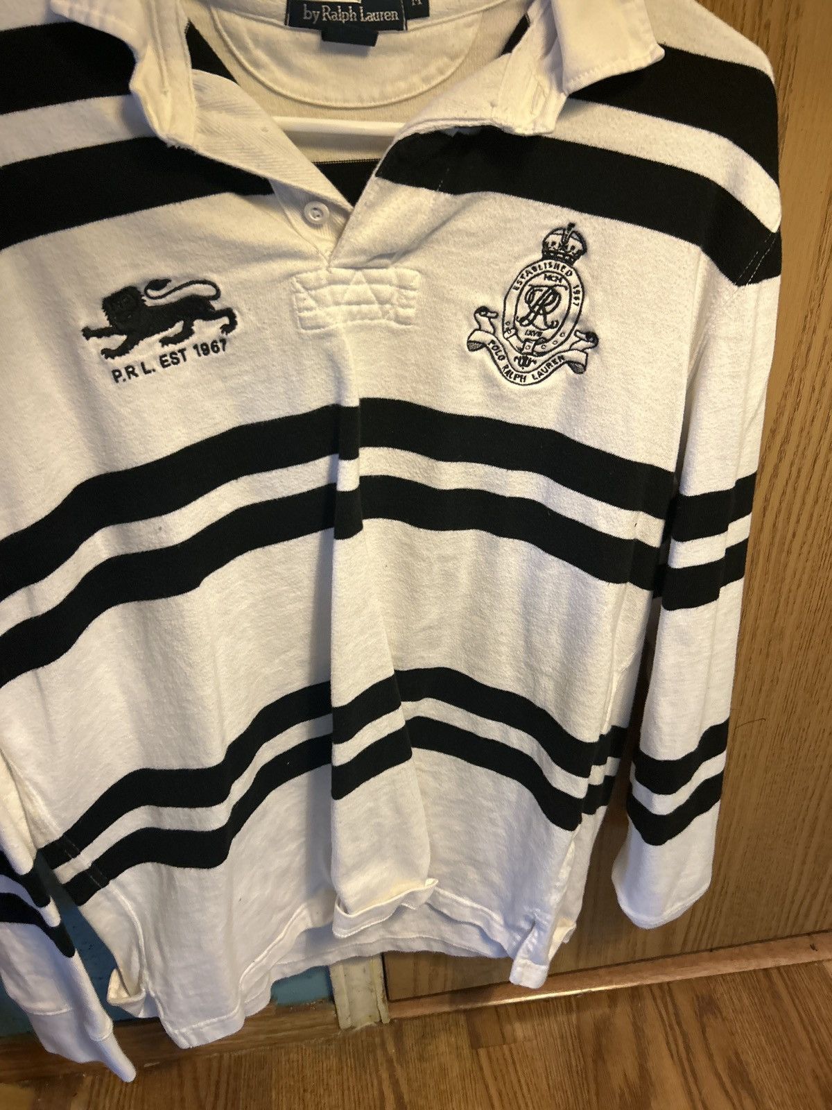 Polo Ralph Lauren White Striped Polo Long Sleeve Size US M / EU 48-50 / 2 - 1 Thumbnail