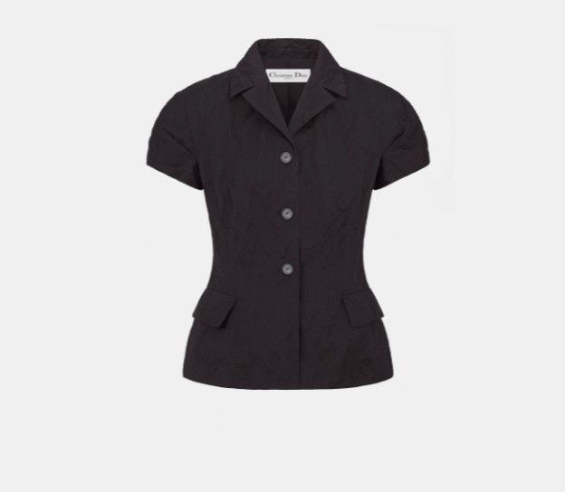 Dior o1w1db11124 Crinkled Duchess Cotton Jacket in Black Size M / US 6-8 / IT 42-44 - 1 Thumbnail