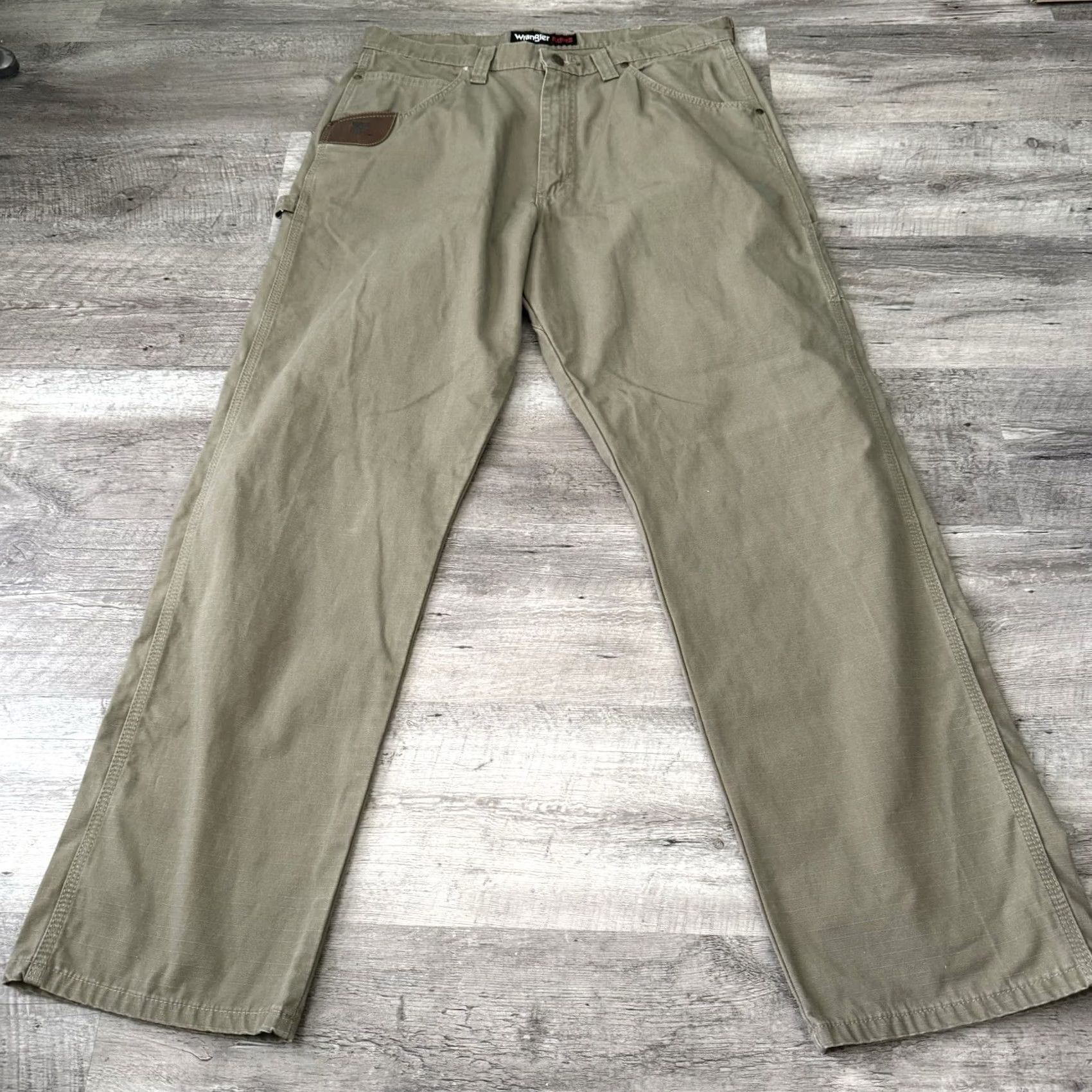 Wrangler Wrangler Riggs Workwear Pants Mens 36x33 Olive Green Cotton Carpenter Size US 36 / EU 52 - 5 Thumbnail