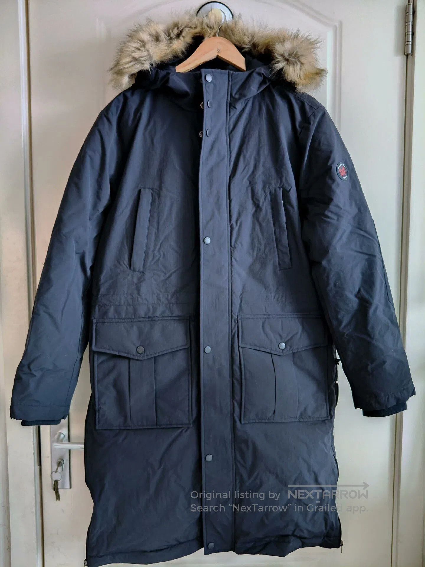 Nautica Men's Long Hooded Down Jacket.