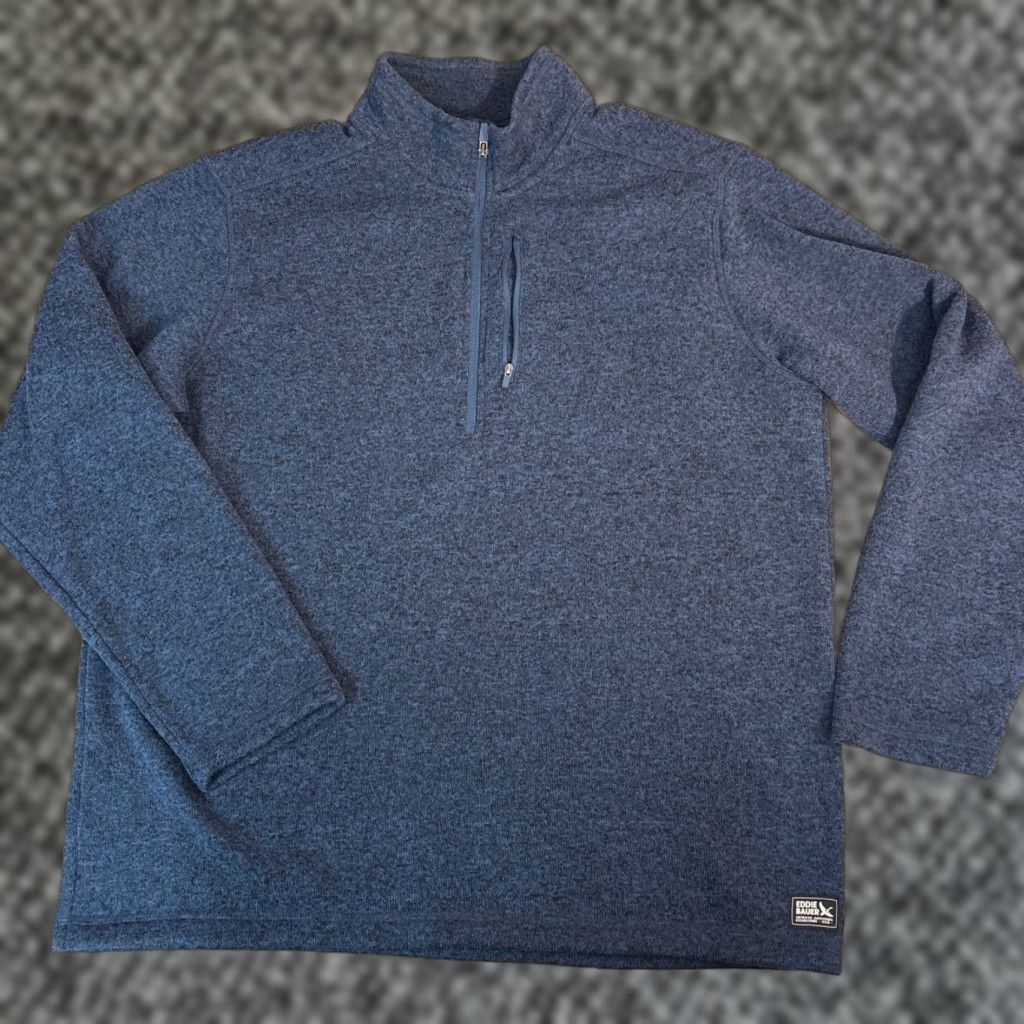 Eddie Bauer Eddie Bauer Mens XL Blue Heathered Quarter Zip Fleece Pullover Sweater Jacket Size US XL / EU 56 / 4 - 1 Thumbnail