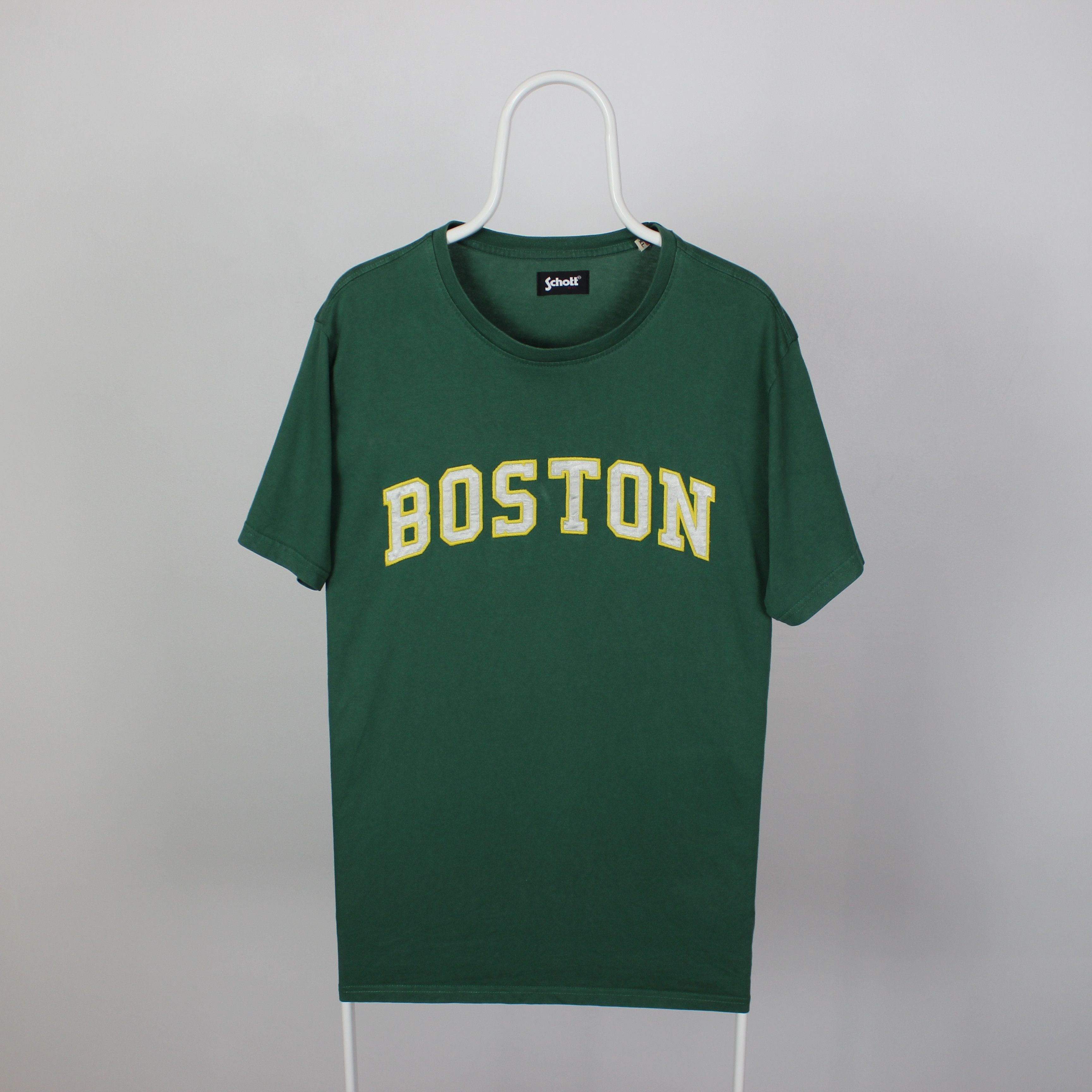 Schott Schott t shirt tee centr logo L XL green cotton Boston Size US XL / EU 56 / 4 - 2 Thumbnail