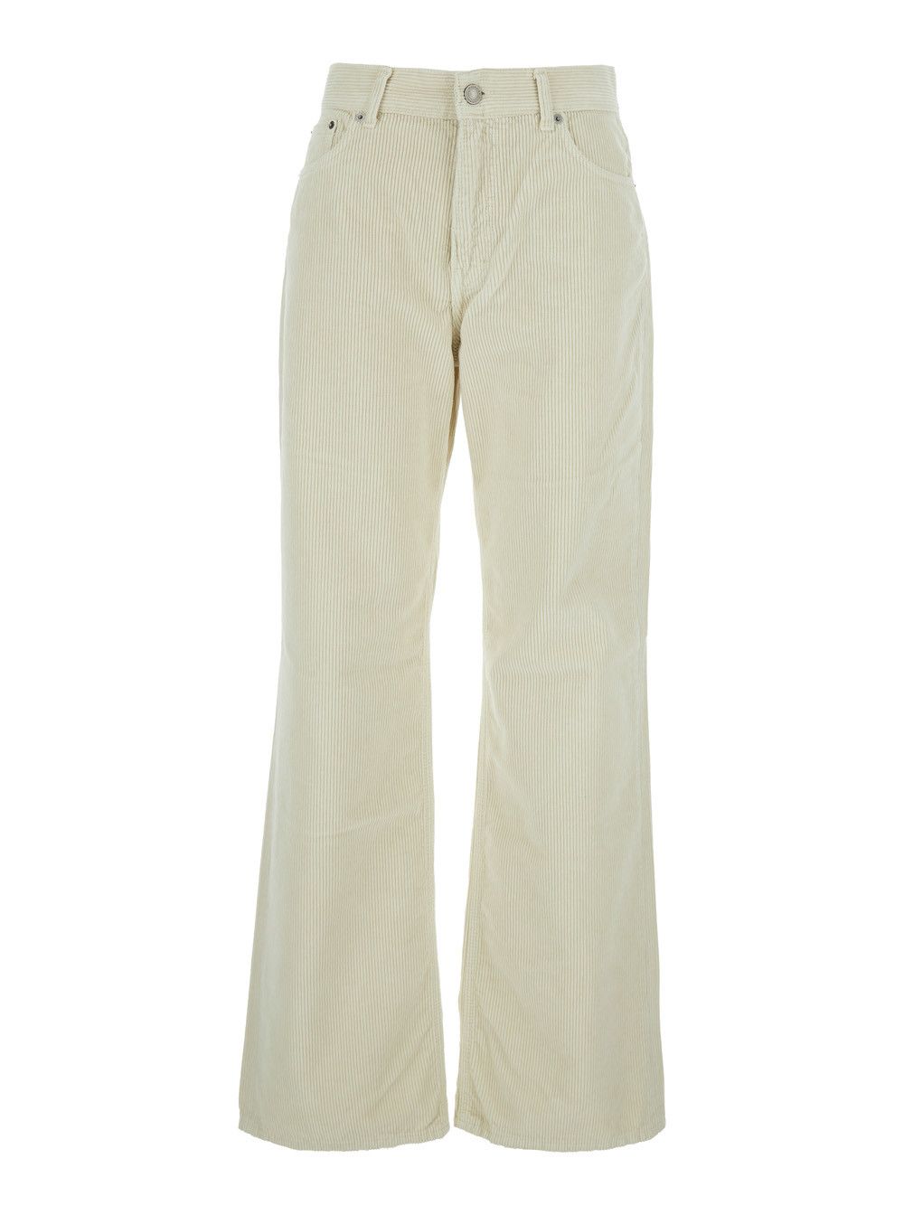 Haikure 'Korea' White Pants with Logo Patch on the Rear and Wide Leg in Corduroy Woman Size 29" - 1 Thumbnail