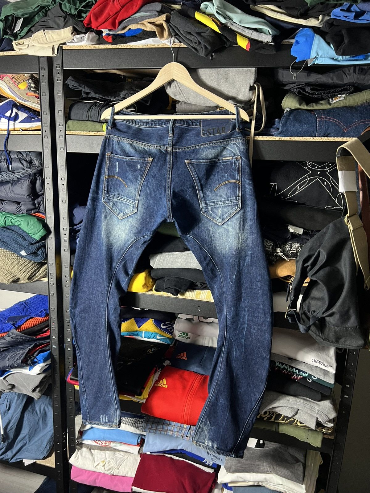 G-Star G-Star Raw ARC 3D Slim Fit Jeans Distressed Blue Denim Size US 32 / EU 48 - 2 Thumbnail