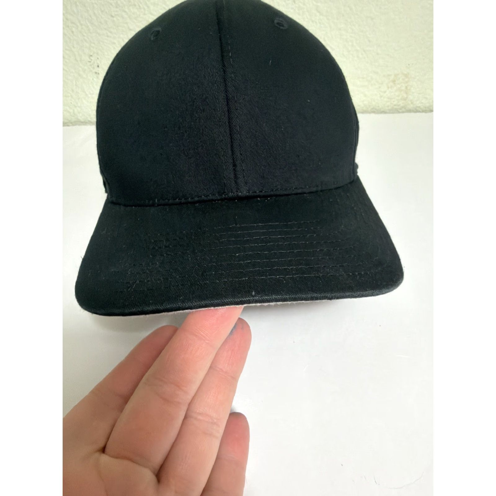 Vintage Flexfit Black hat L / XL Blank Baseball Fitted Hat Size ONE SIZE - 7 Thumbnail